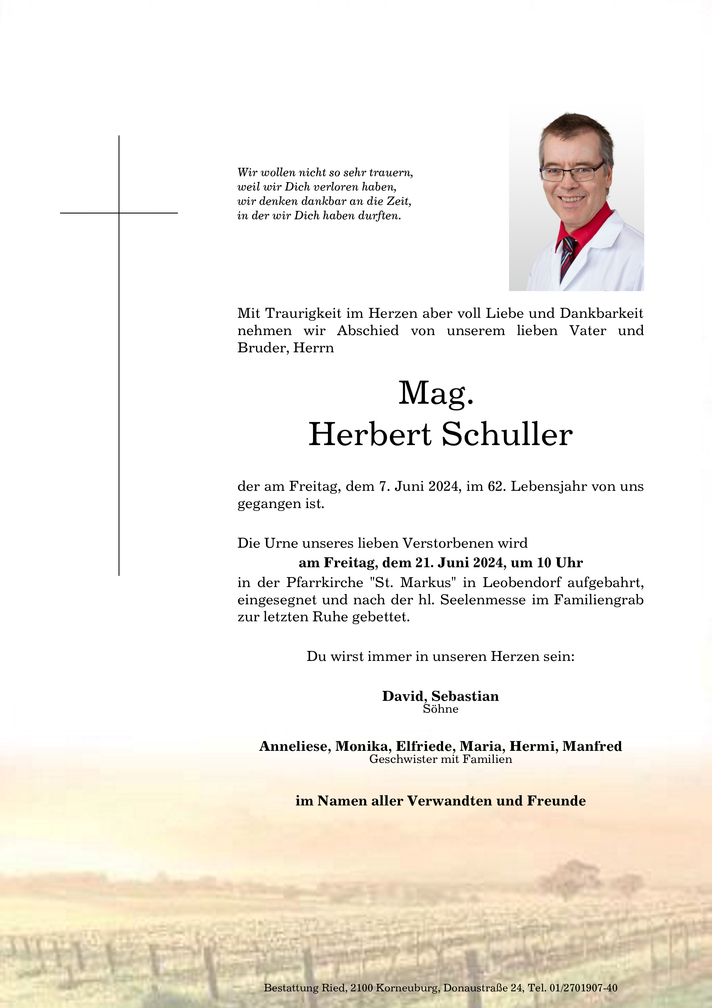 Traueranzeige von Herbert Schuller