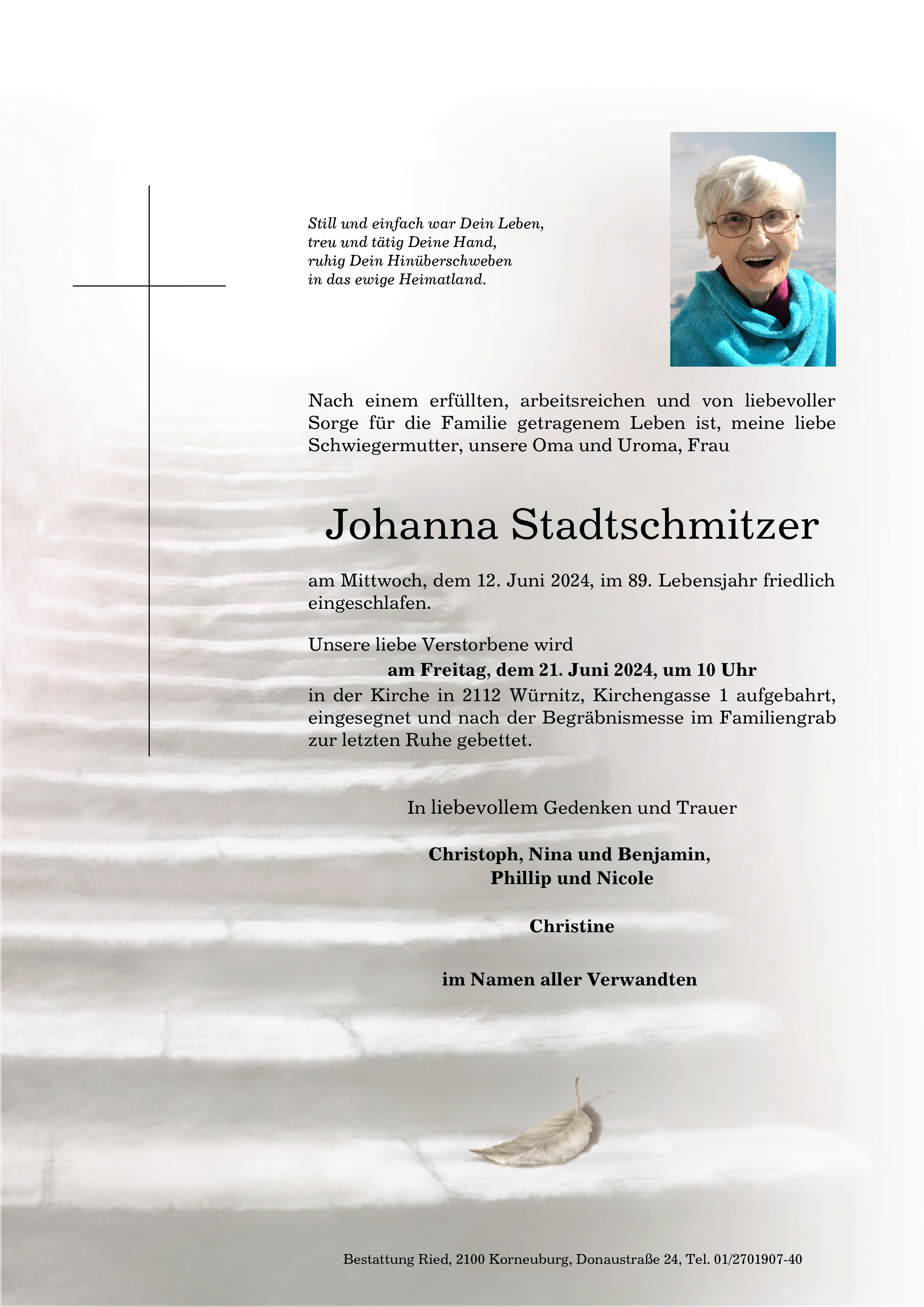 Traueranzeige von Johanna Stadtschmitzer