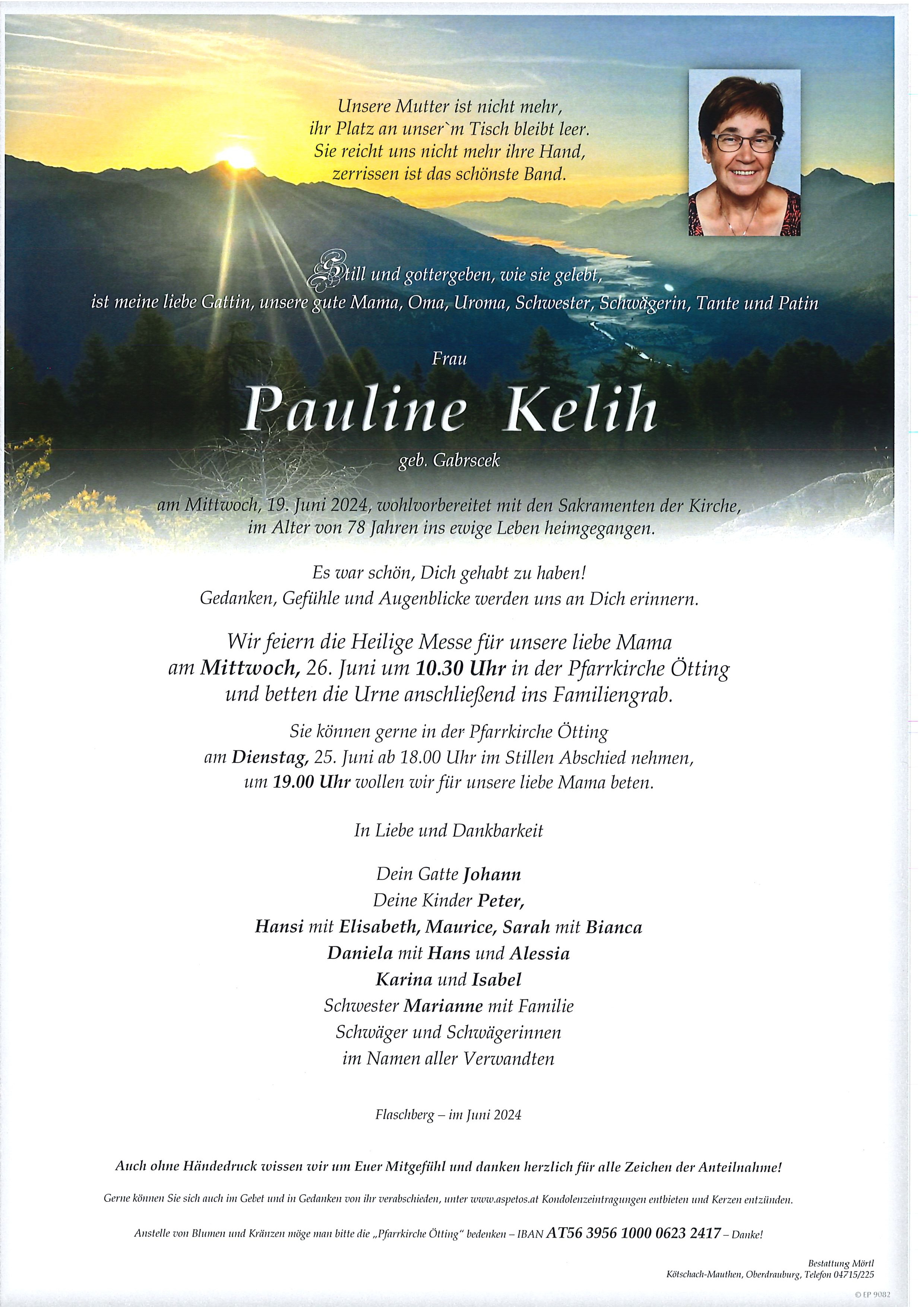 Traueranzeige von Pauline Kelih
