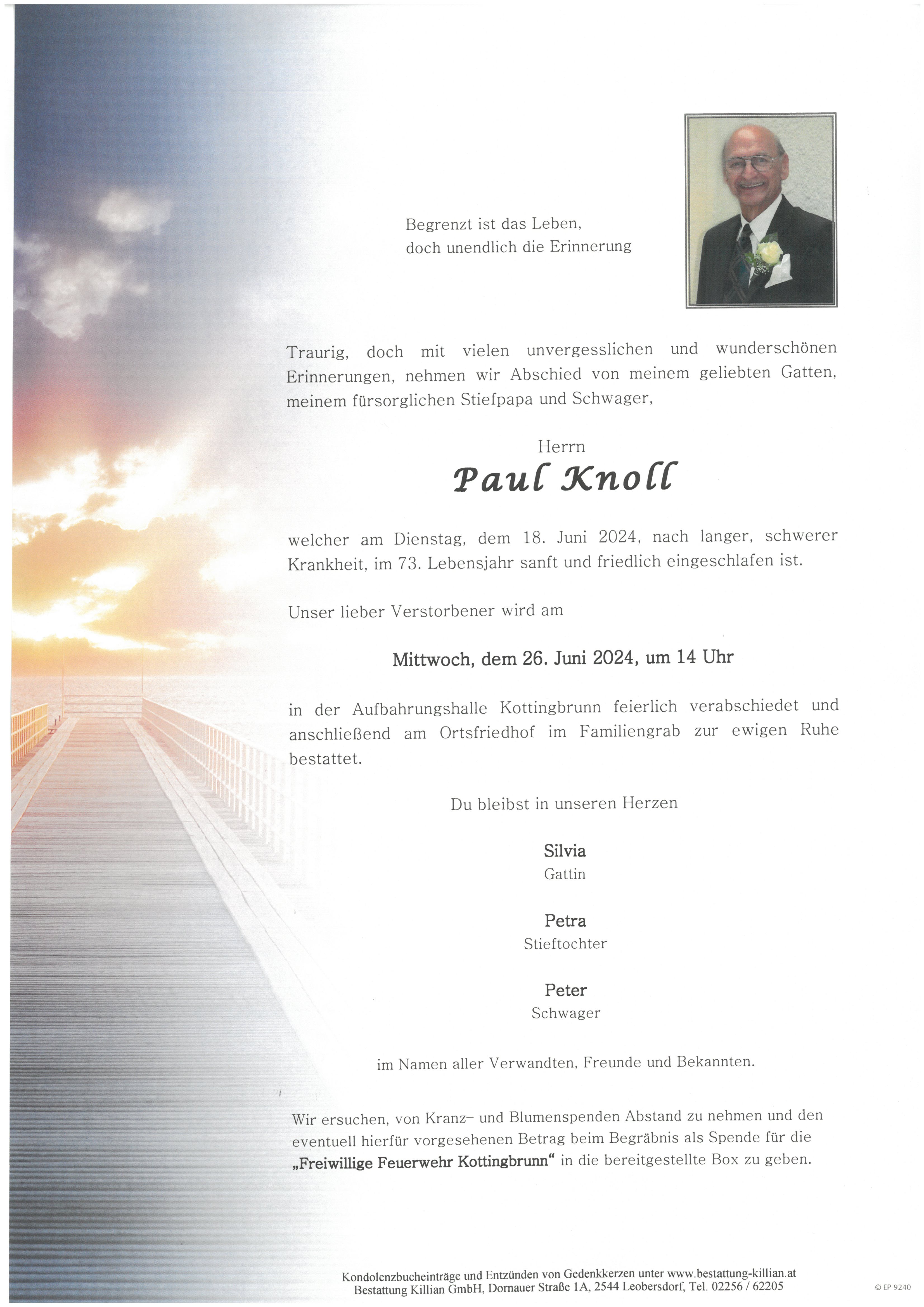 Traueranzeige von Paul Knoll