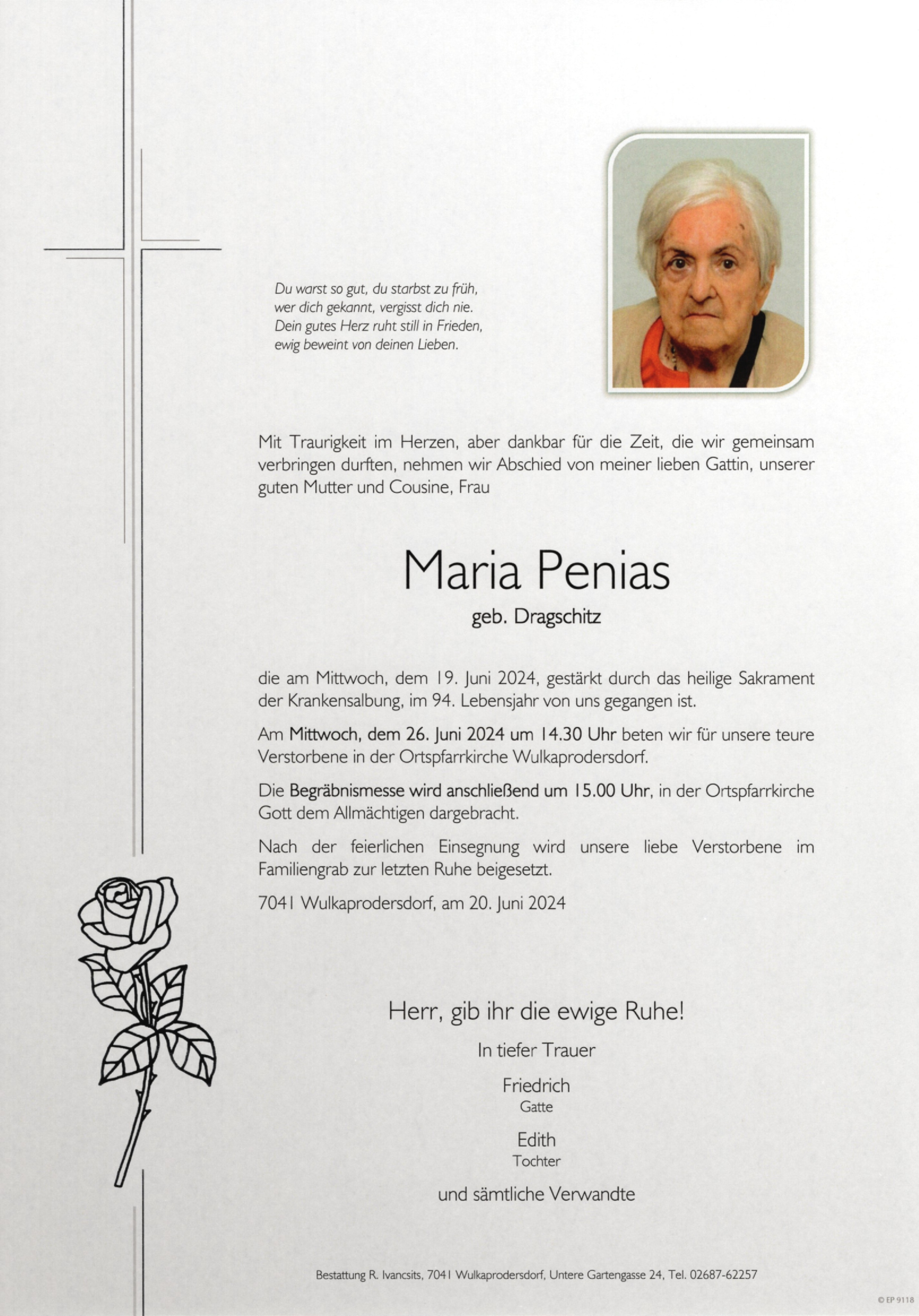 Traueranzeige von Maria Penias