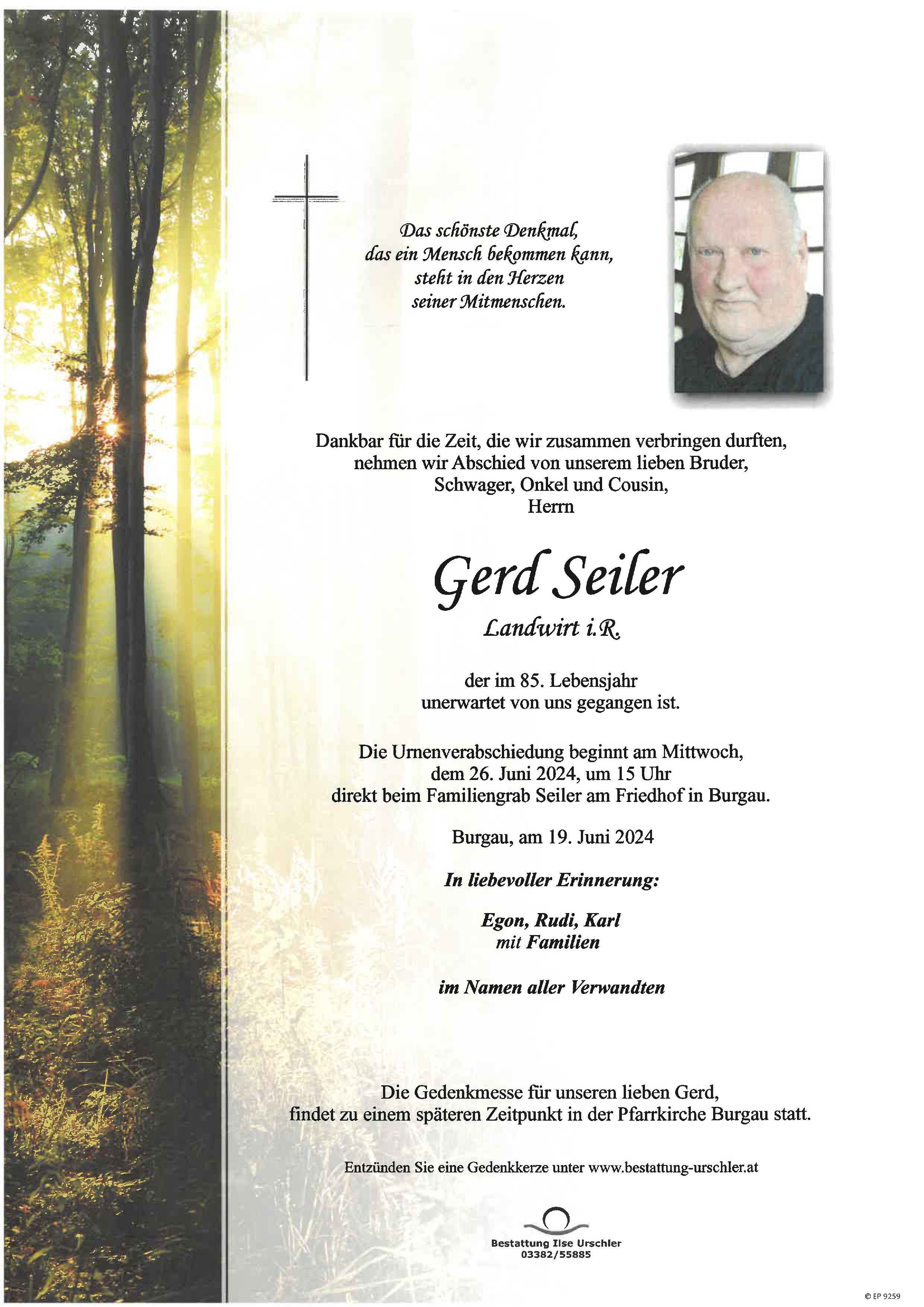 Traueranzeige von Gerd Seiler