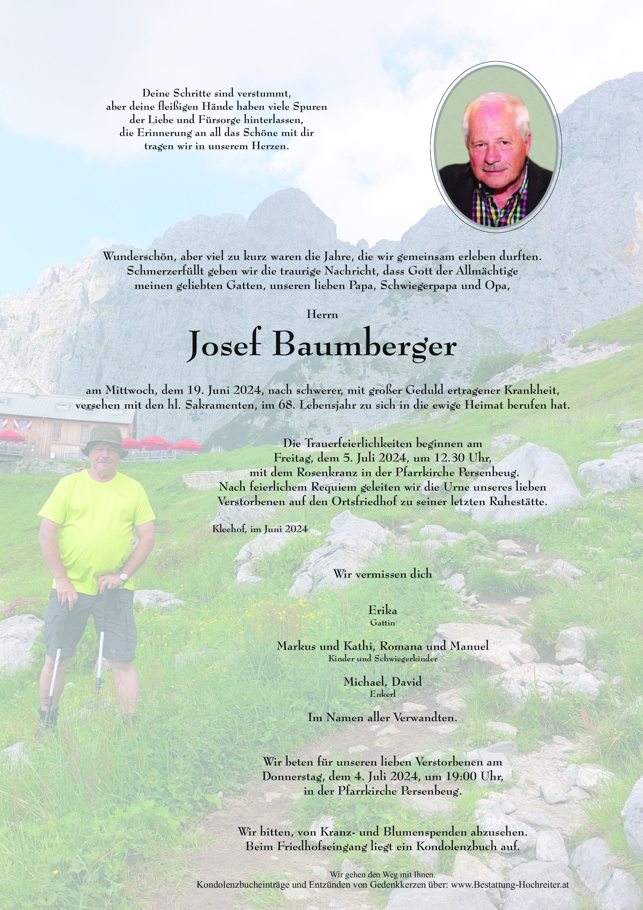 Traueranzeige von Josef Baumberger