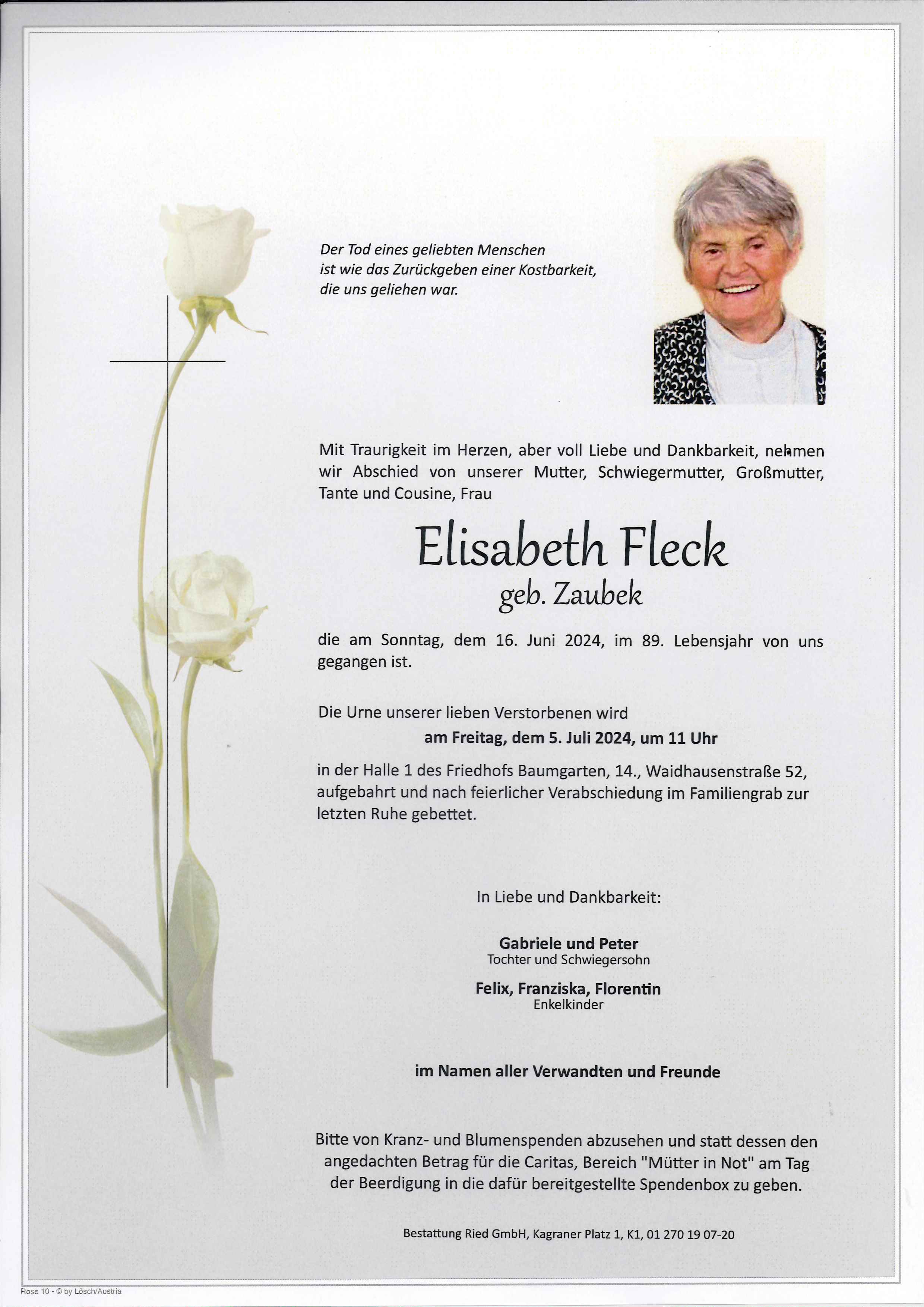 Traueranzeige von Elisabeth Fleck