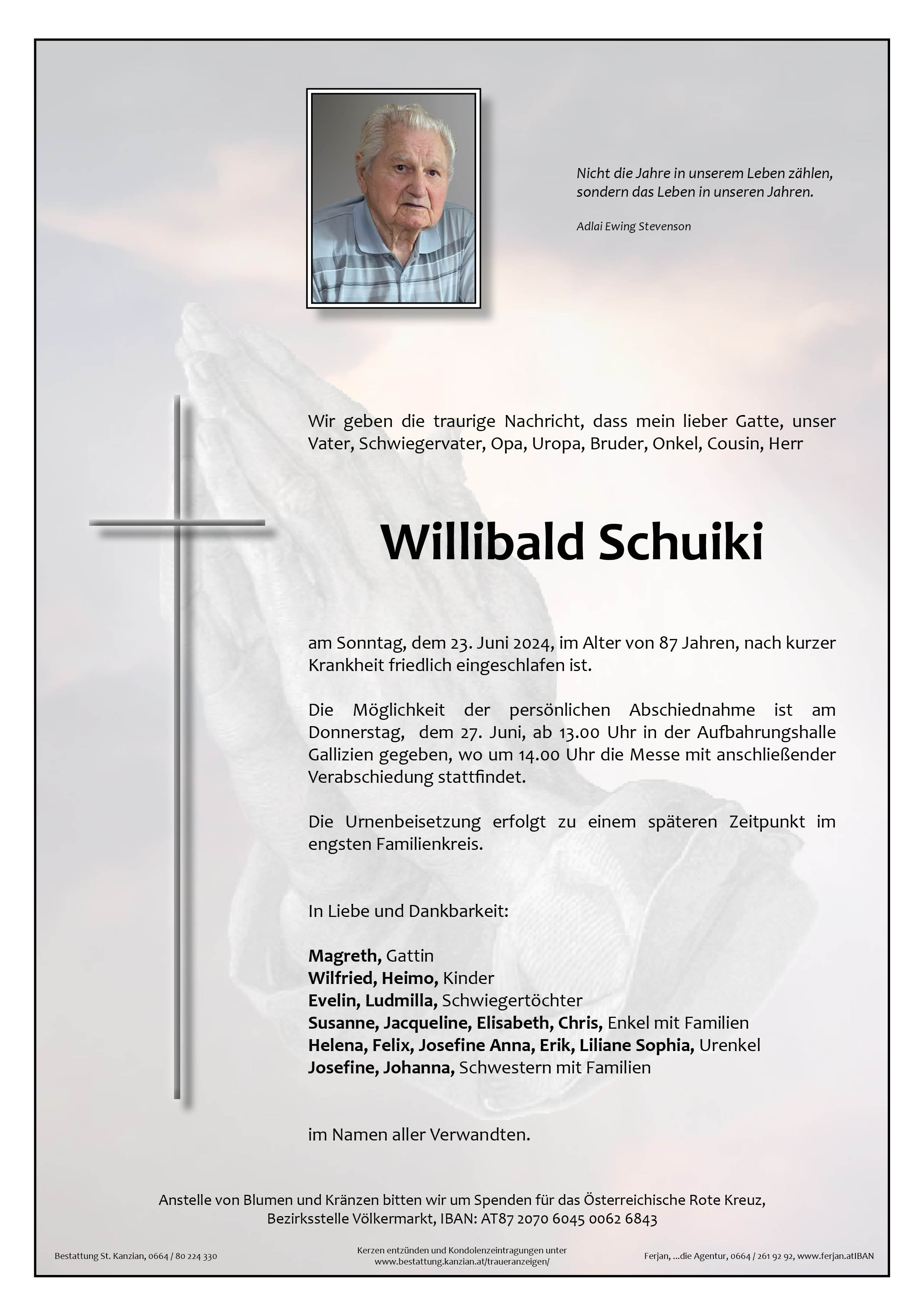 Traueranzeige von Willibald Schuiki