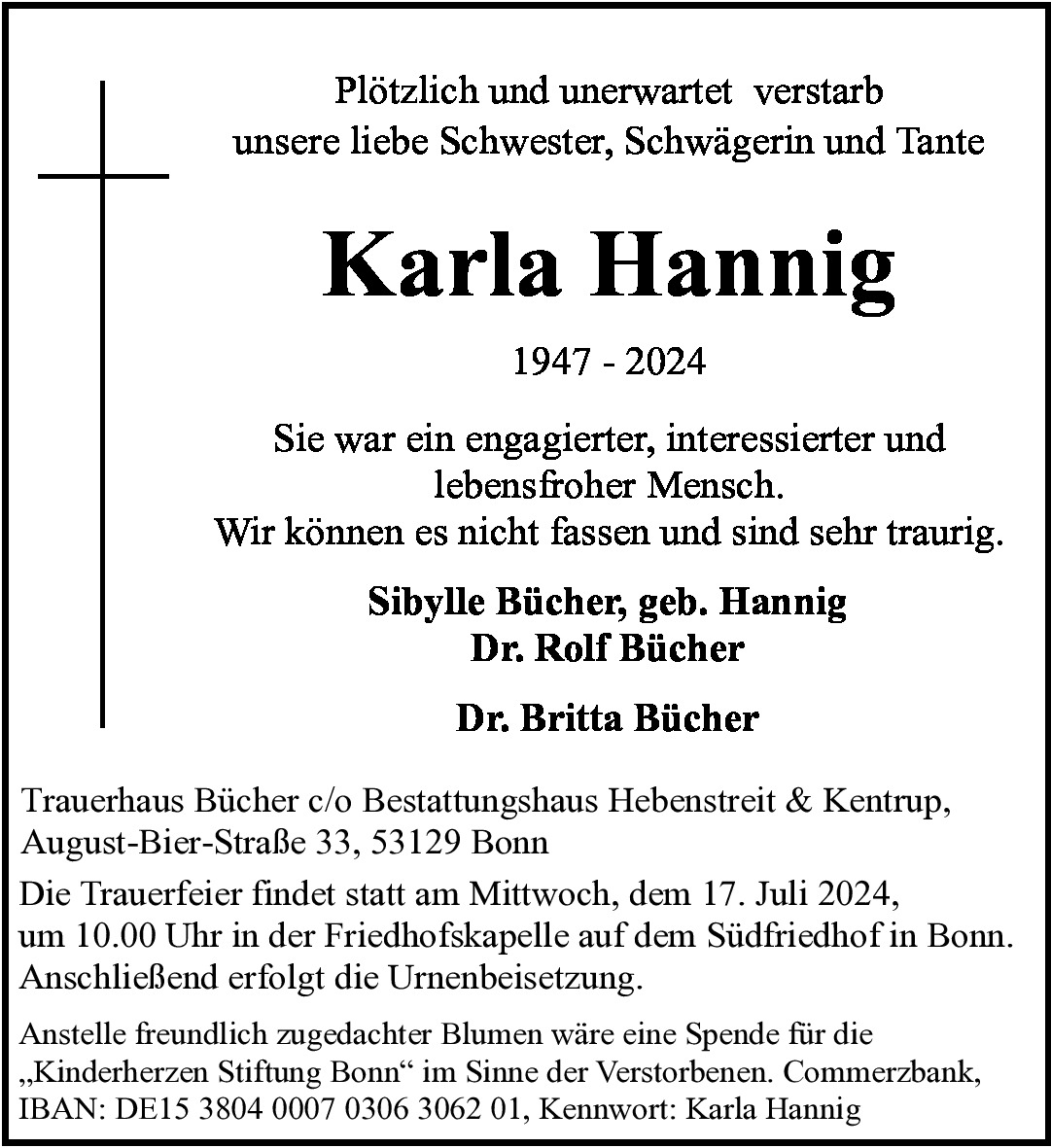 Traueranzeige von Karla Hannig