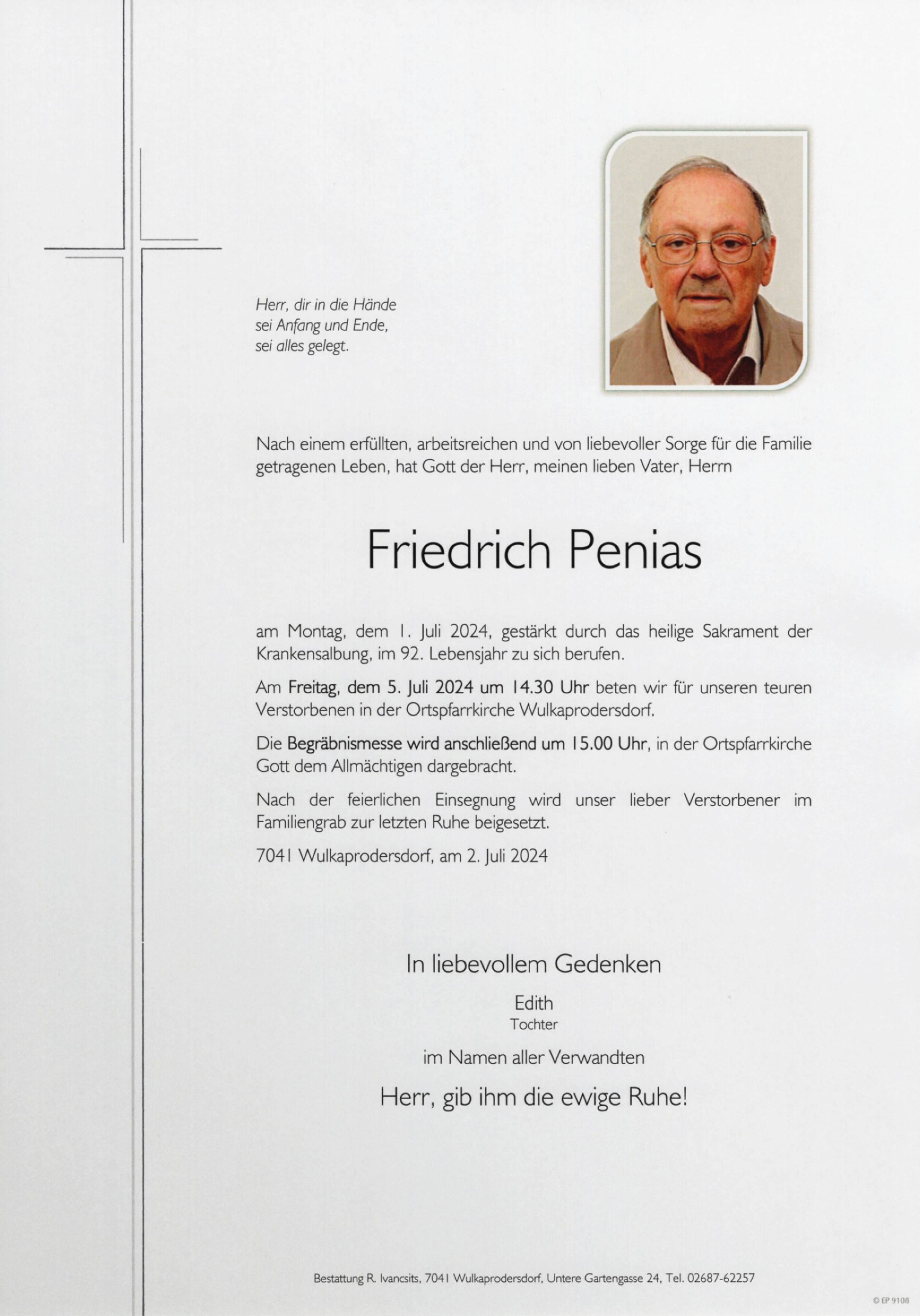 Traueranzeige von Friedrich Penias
