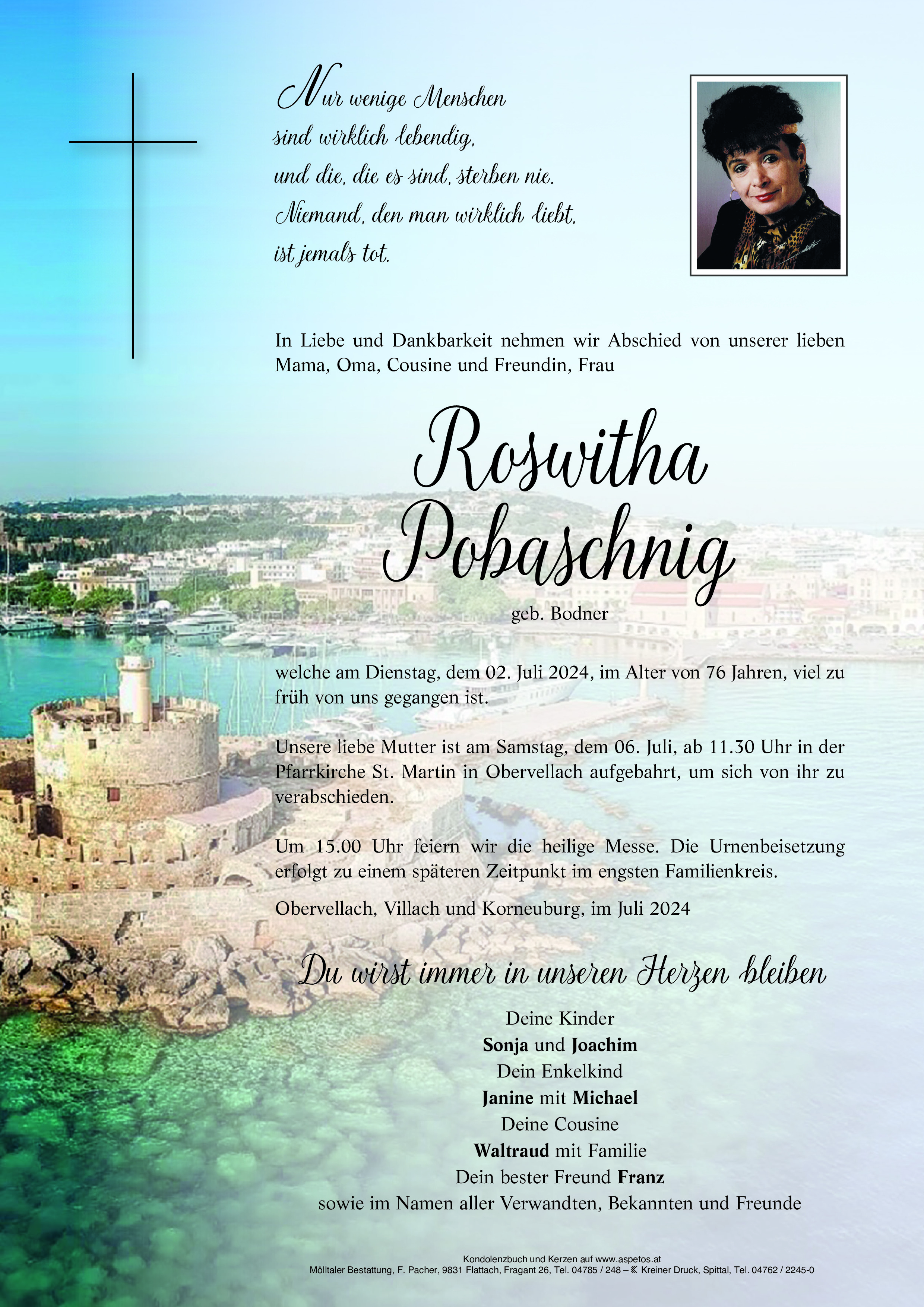 Traueranzeige von Roswitha Pobaschnig