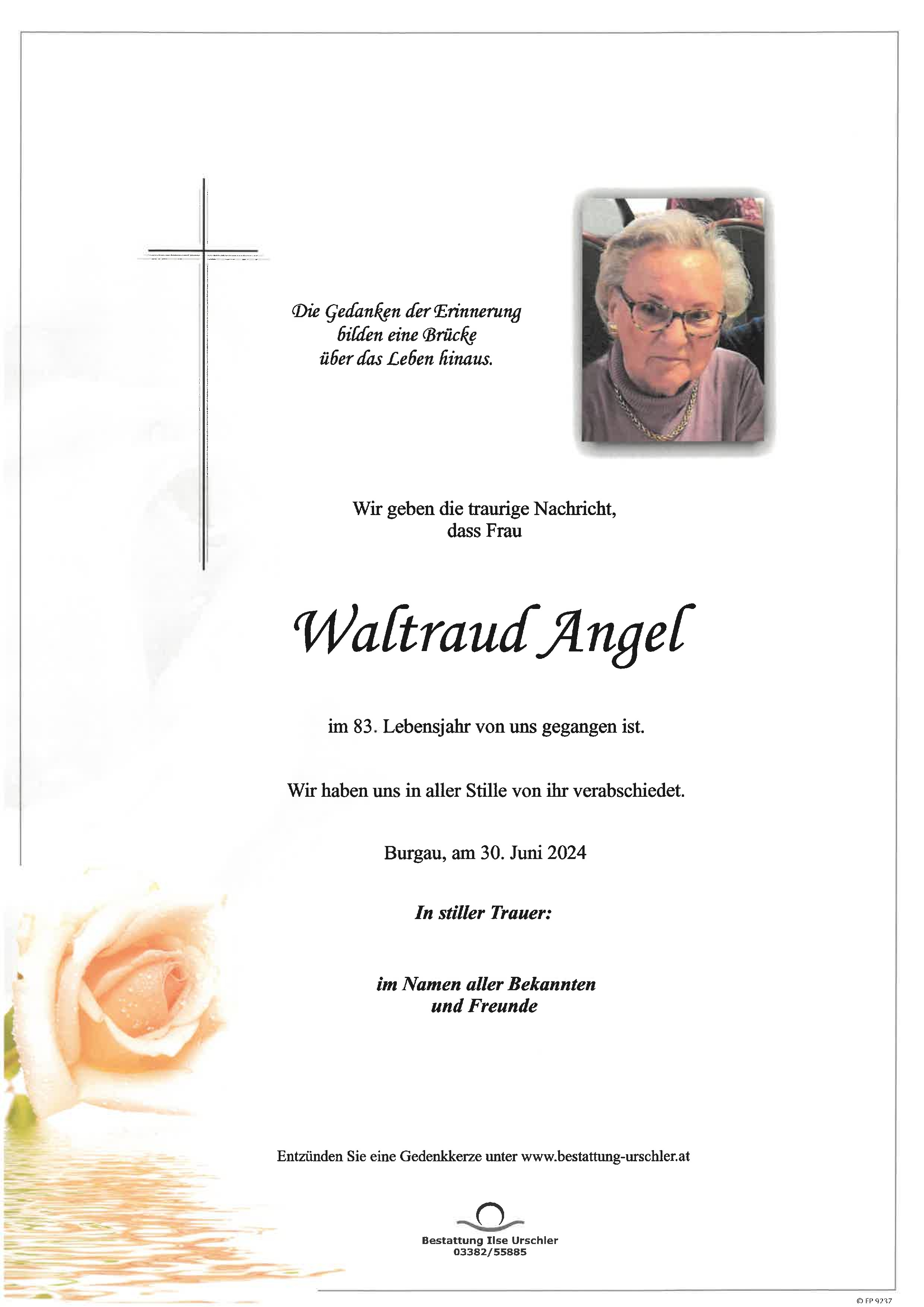 Traueranzeige von Waltraud Angel