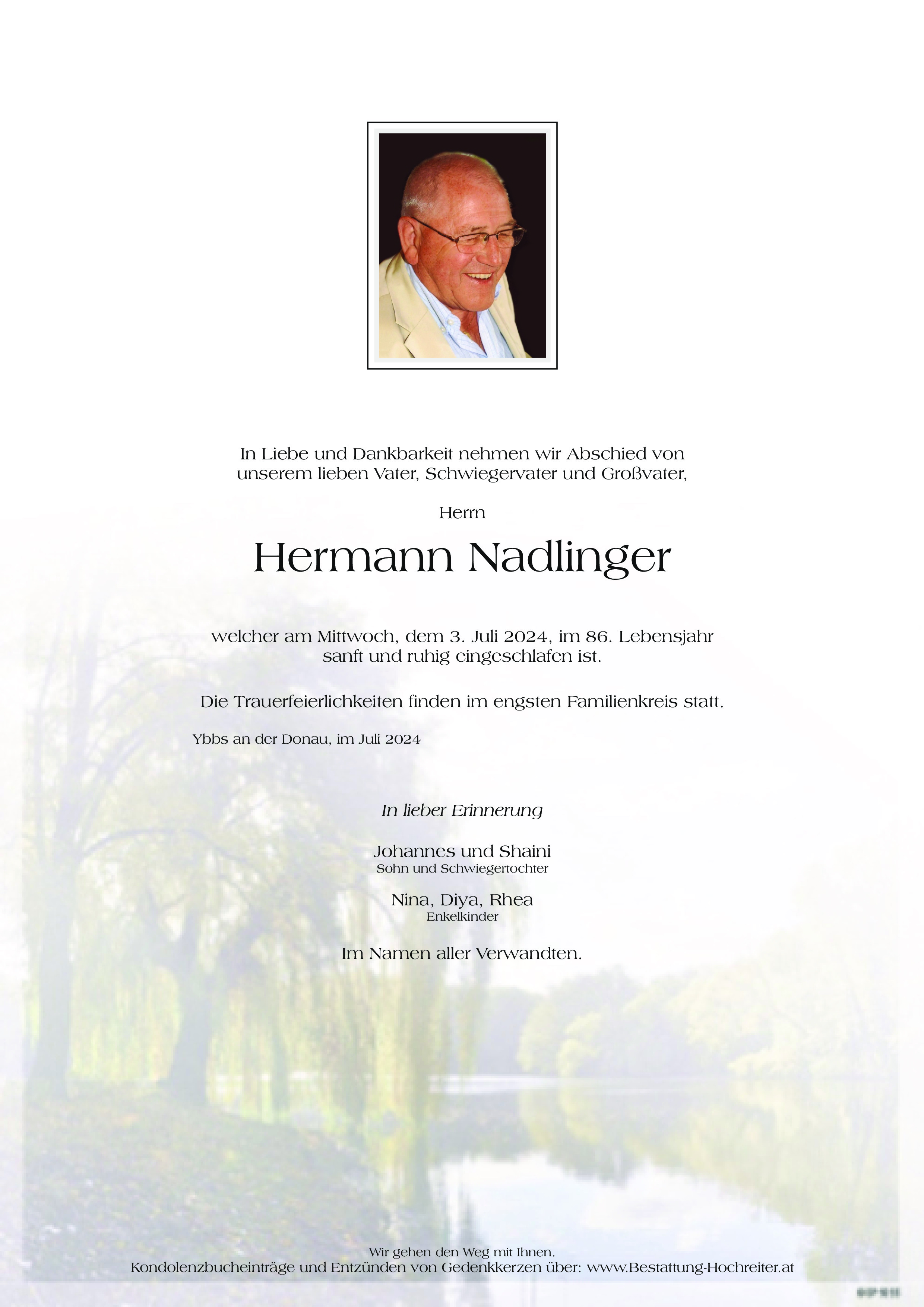Traueranzeige von Hermann Nadlinger