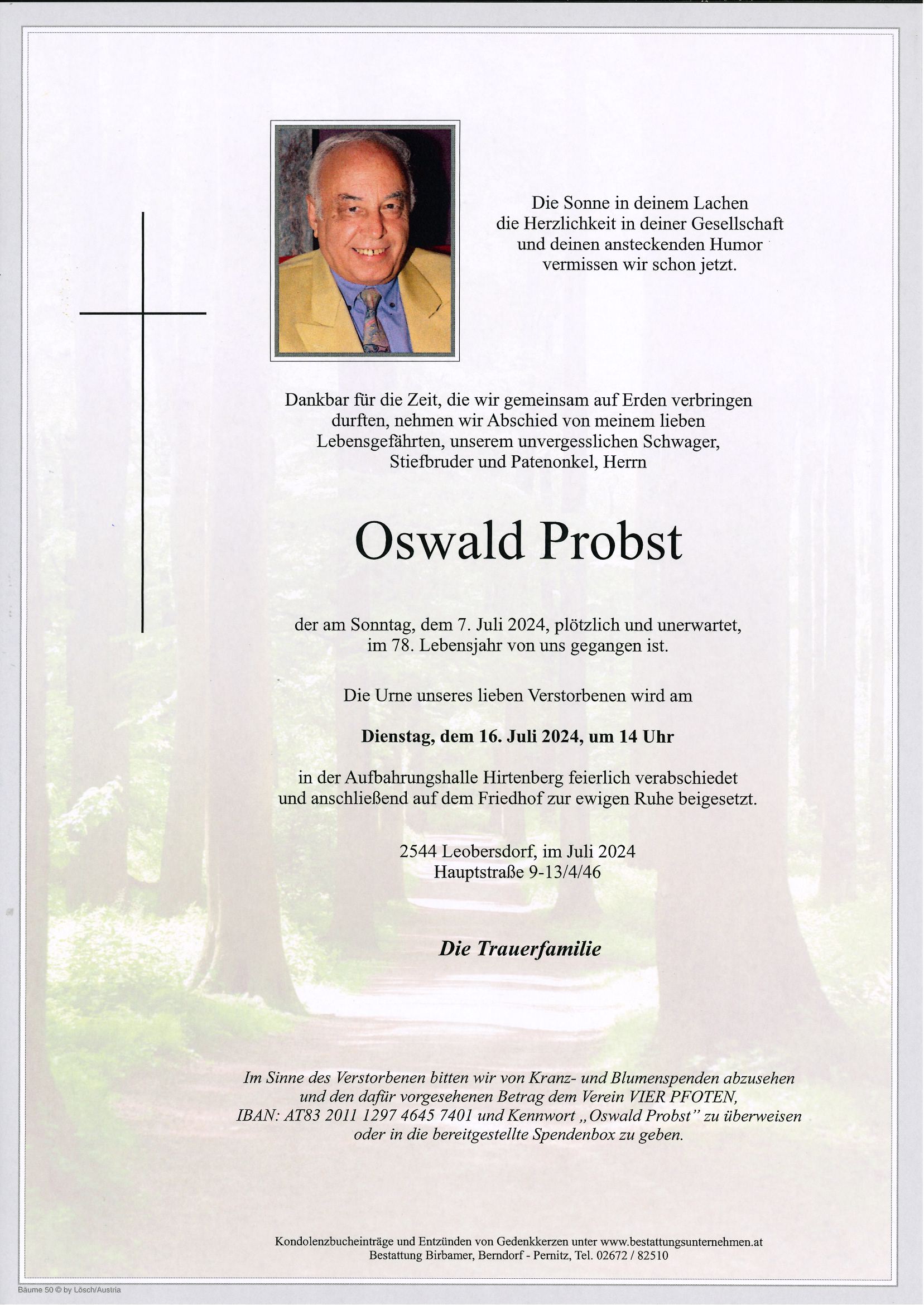 Traueranzeige von Oswald Probst