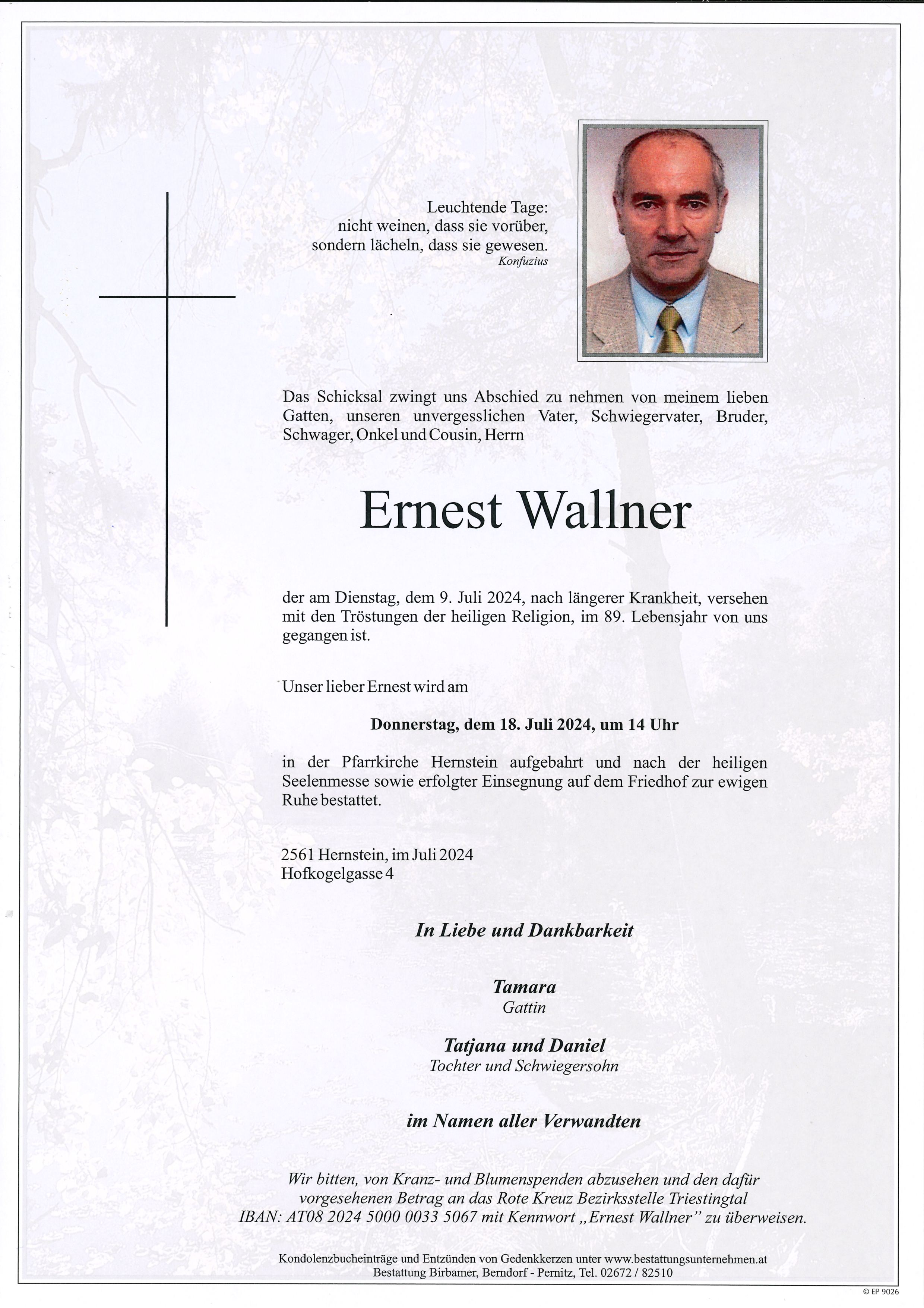 Traueranzeige von Ernest Wallner