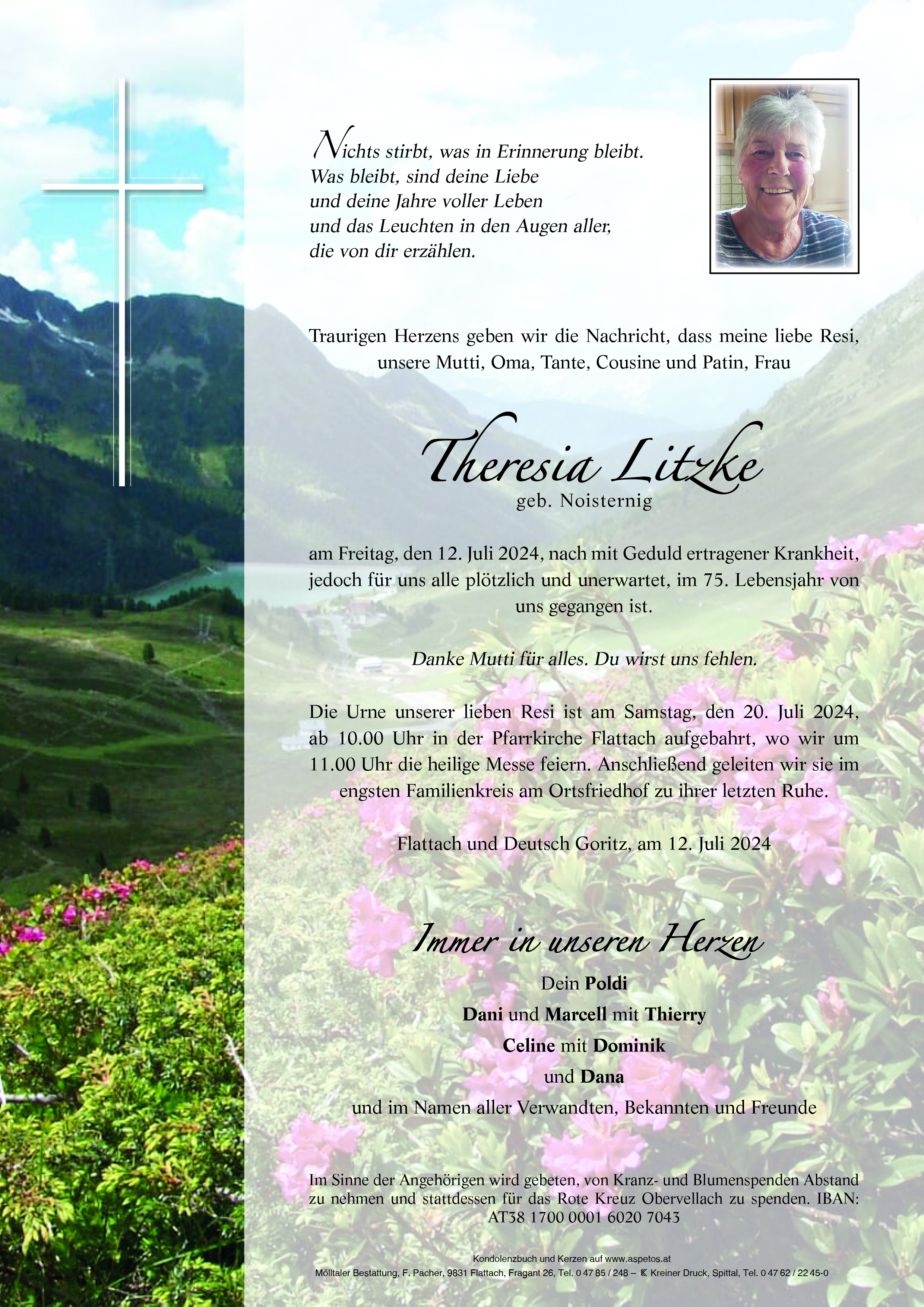 Traueranzeige von Theresia Litzke