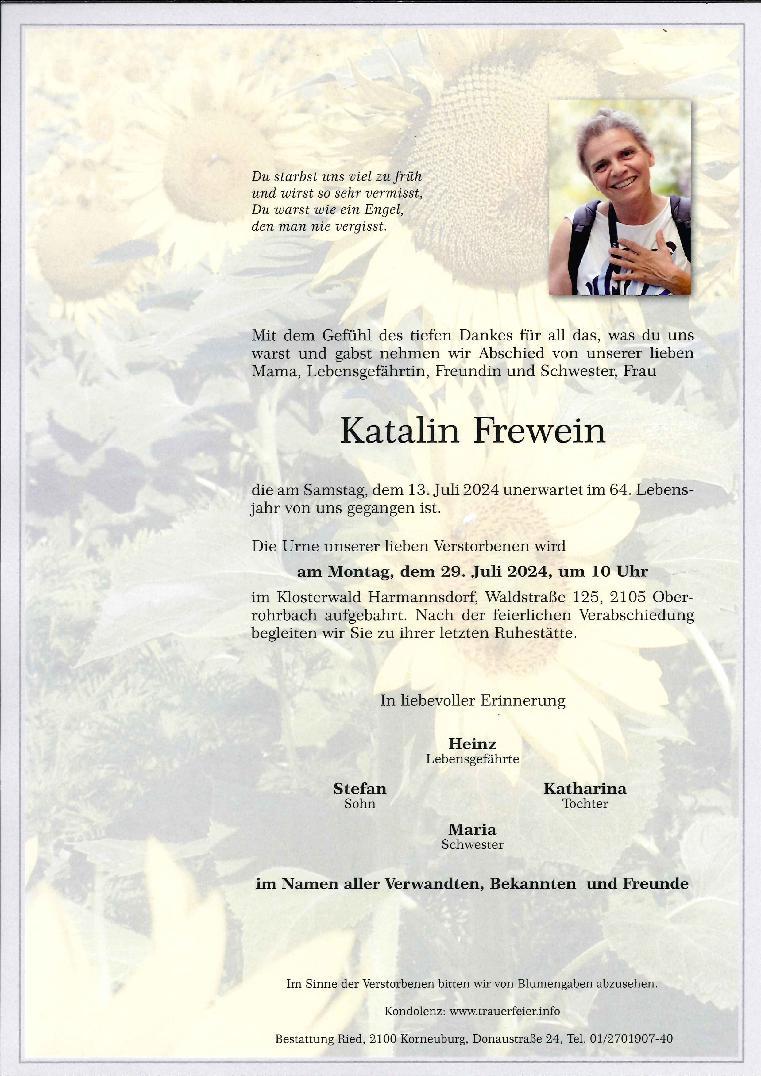 Traueranzeige von Katalin Frewein