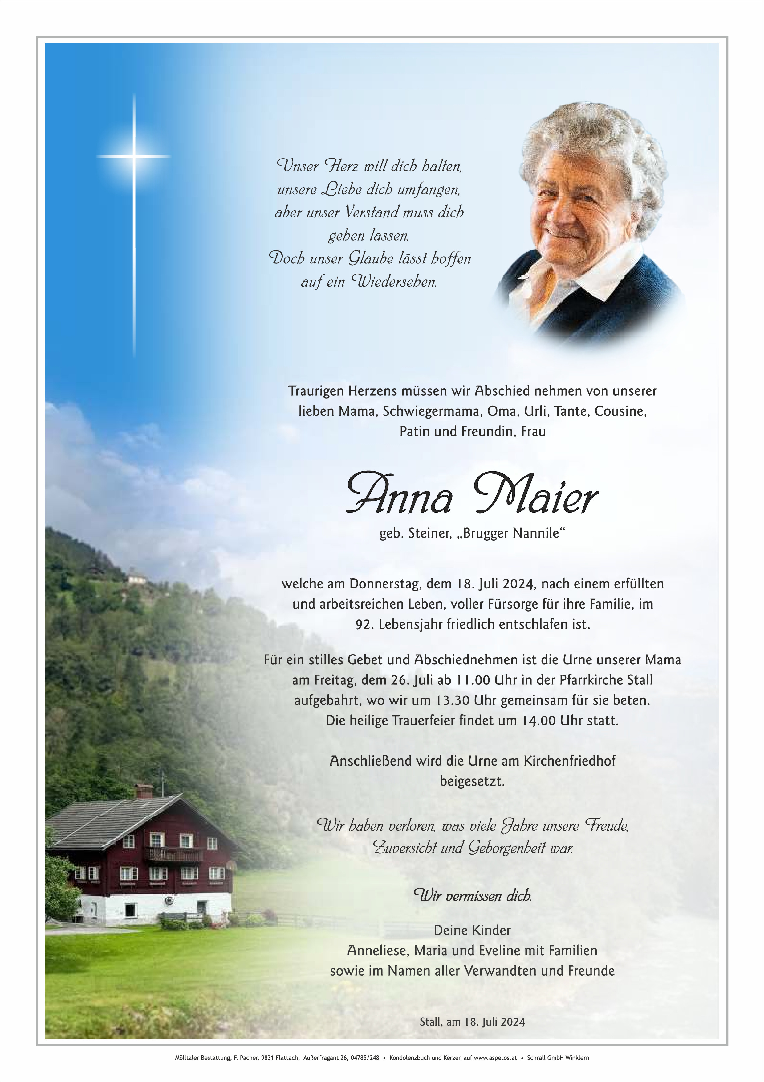 Traueranzeige von Anna Maier