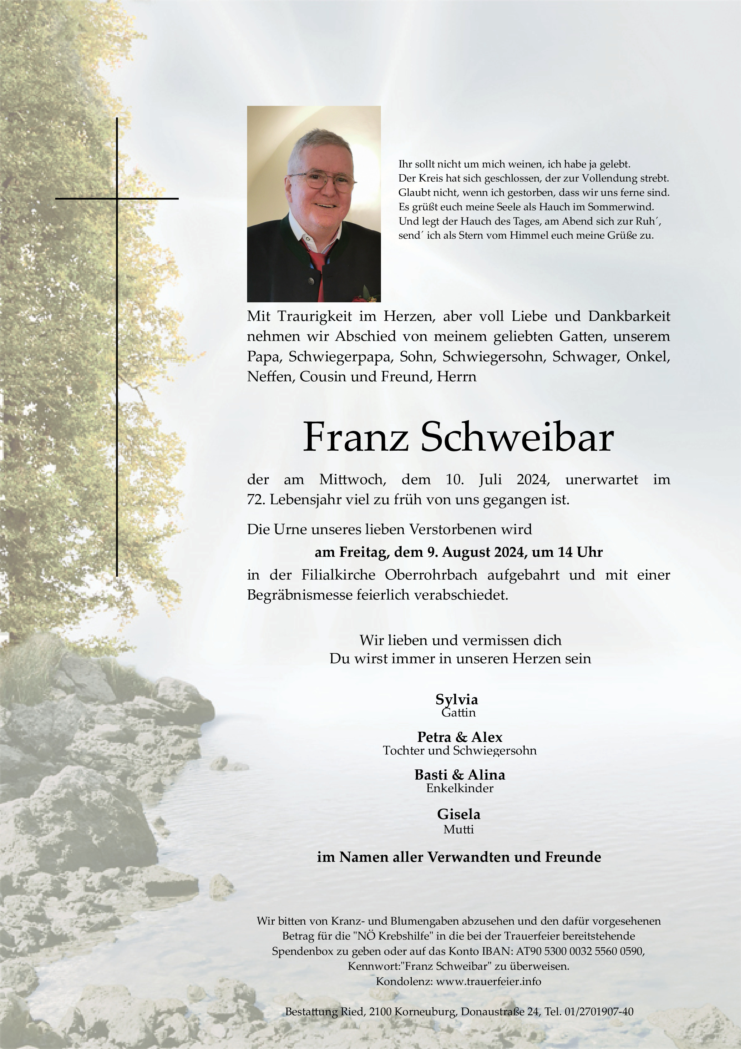 Traueranzeige von Franz Schweibar