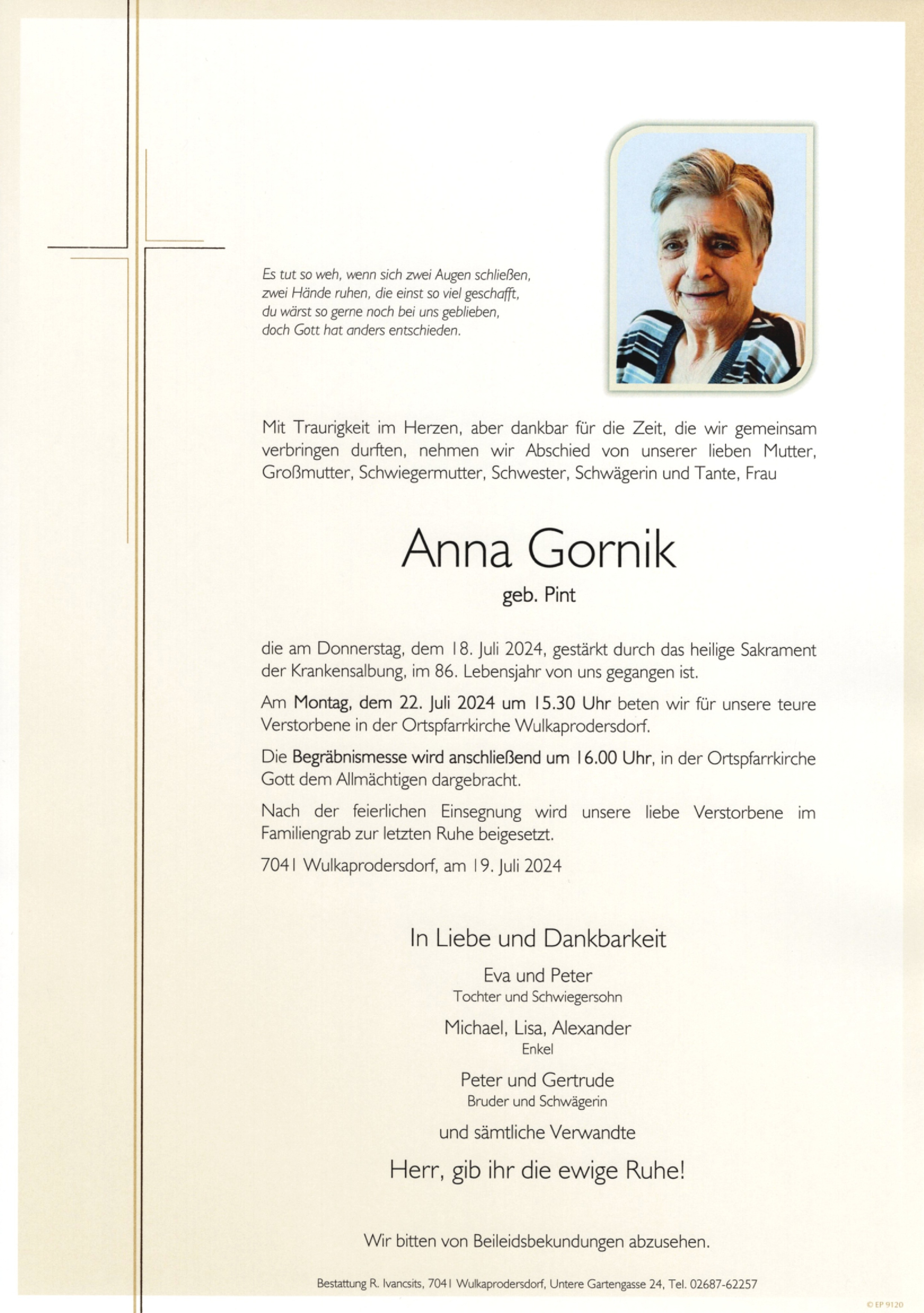 Traueranzeige von Anna Gornik