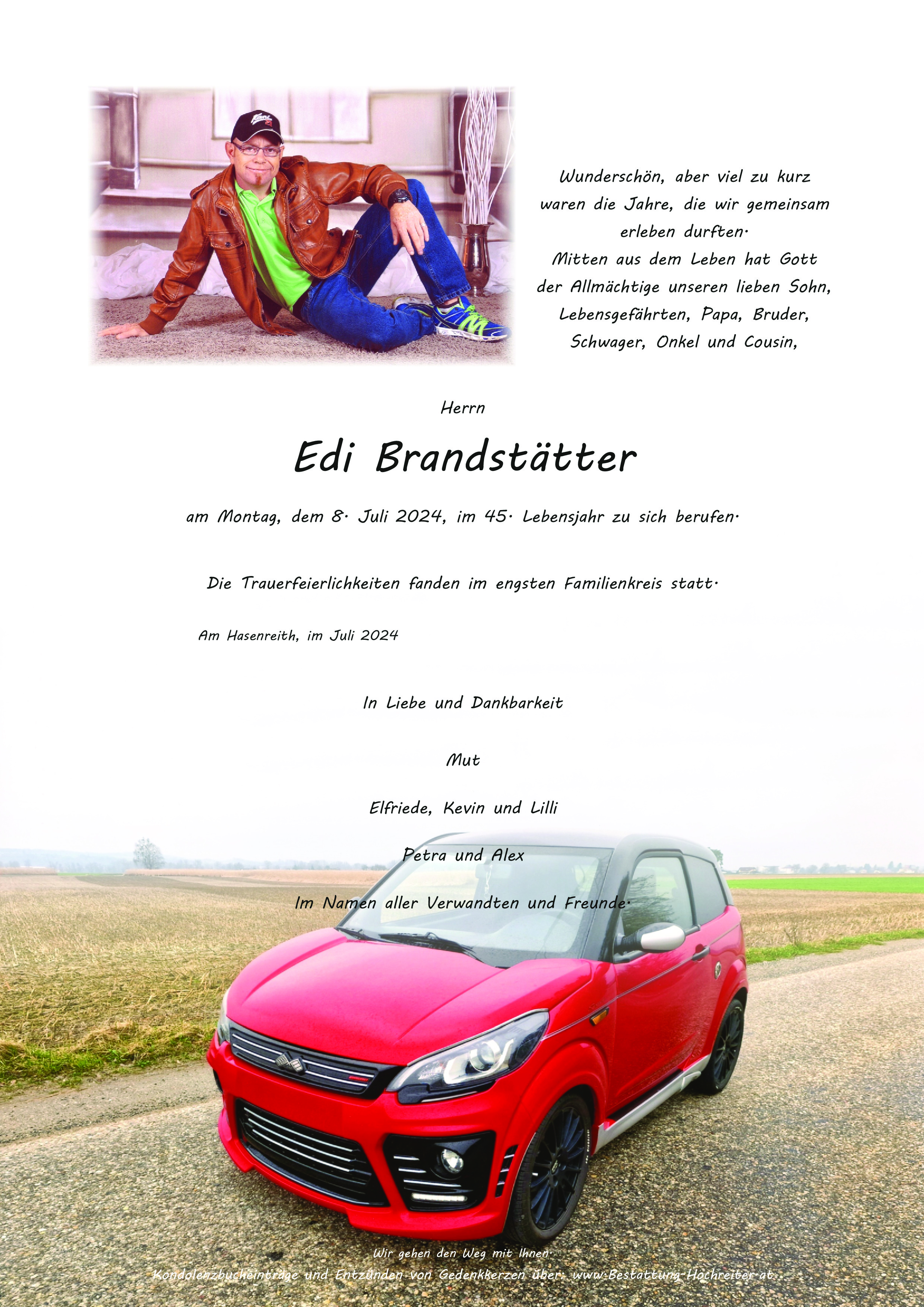 Traueranzeige von Edi Brandstätter