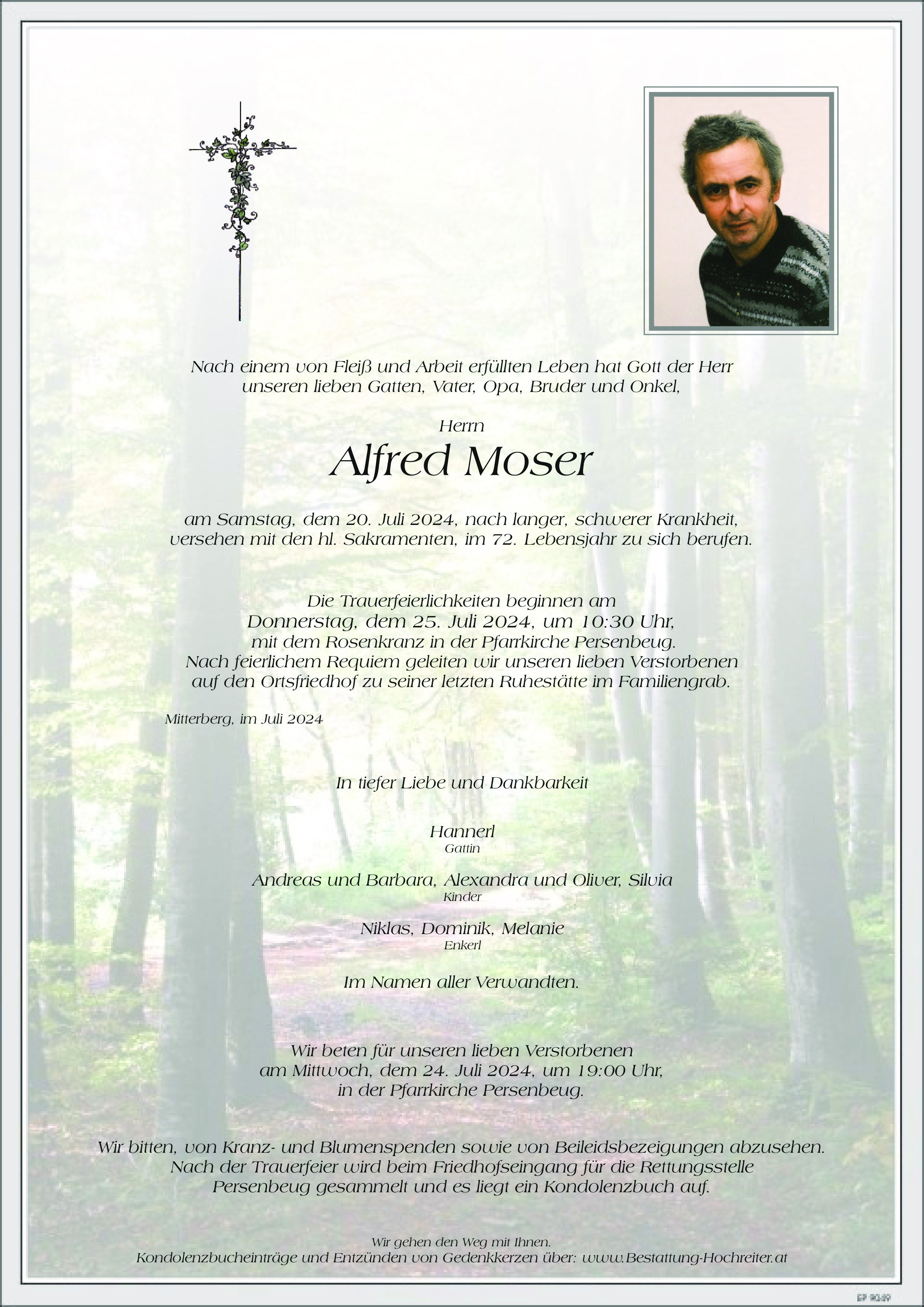 Traueranzeige von Alfred Moser
