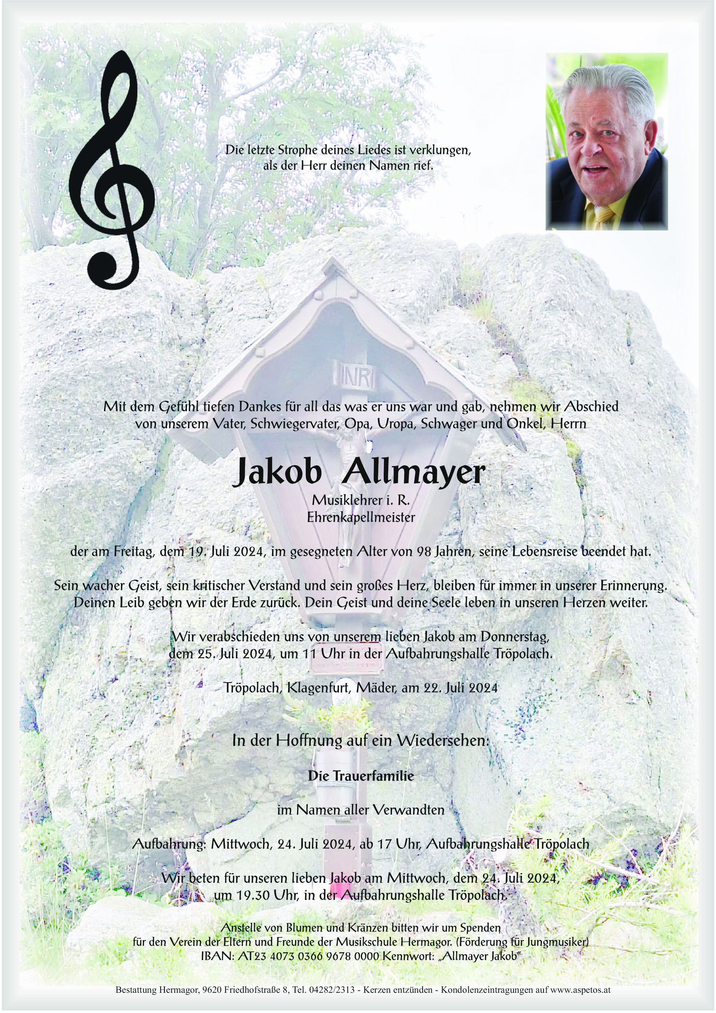 Traueranzeige von Jakob Allmayer