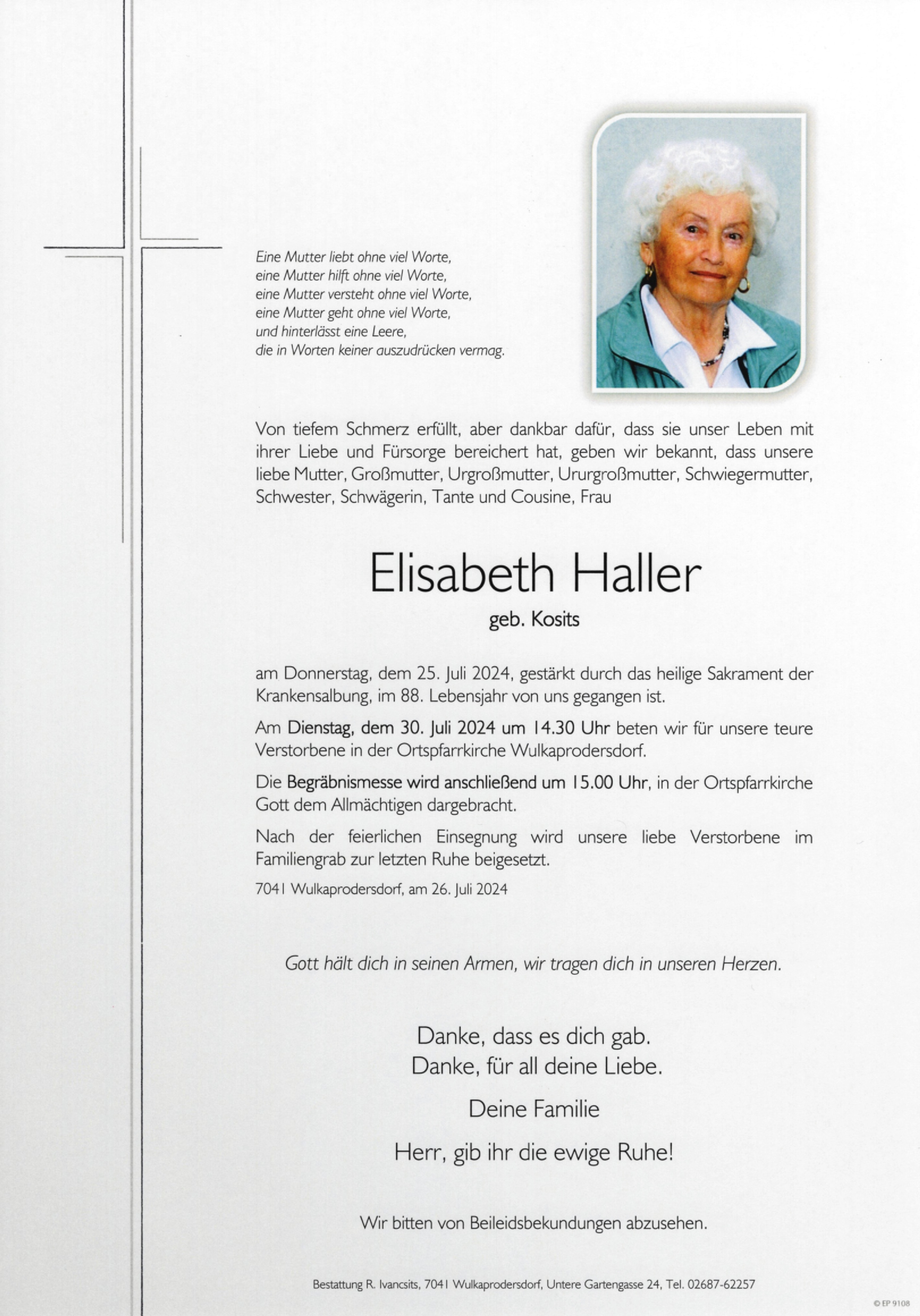 Traueranzeige von Elisabeth Haller