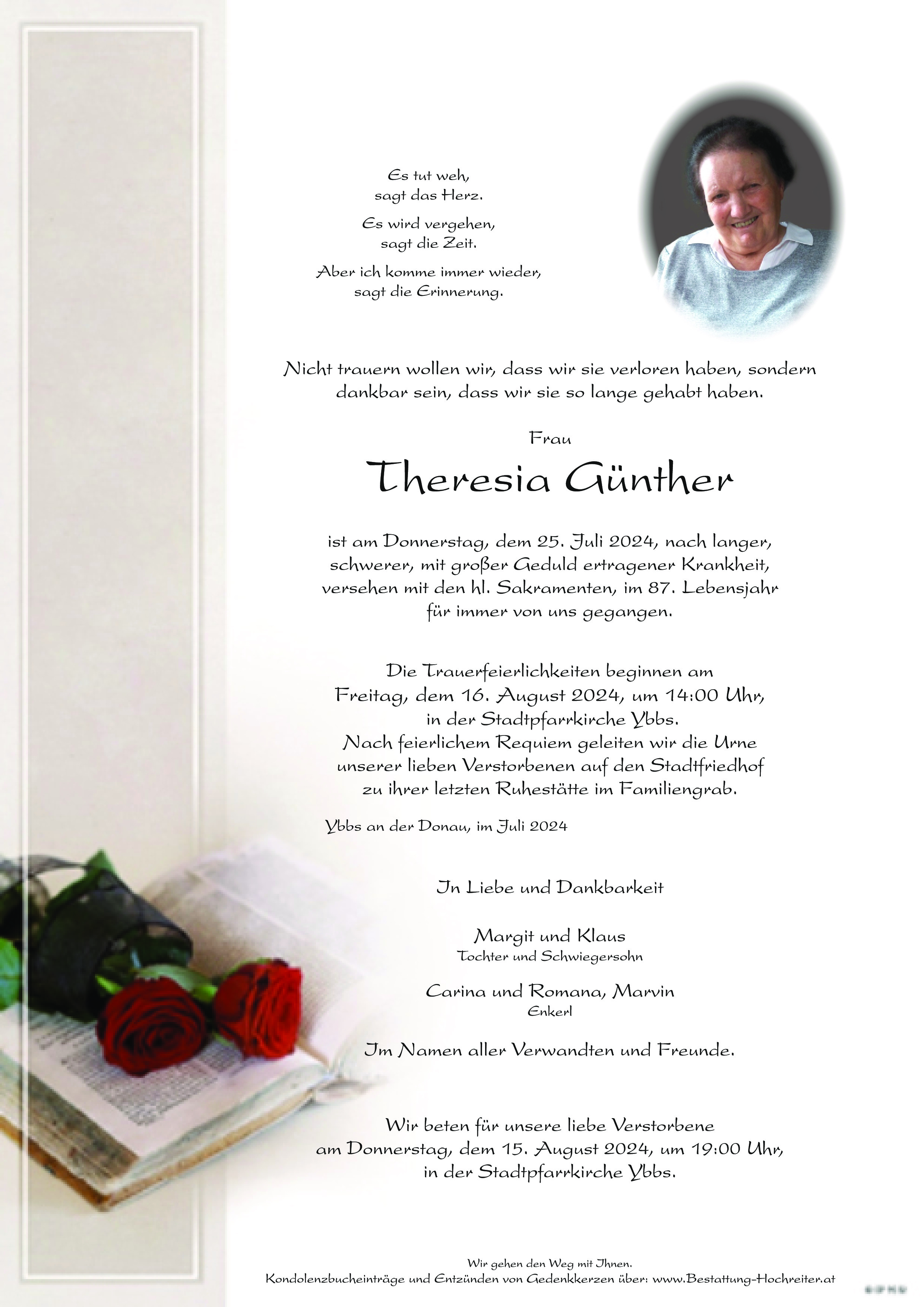 Traueranzeige von Theresia Günther