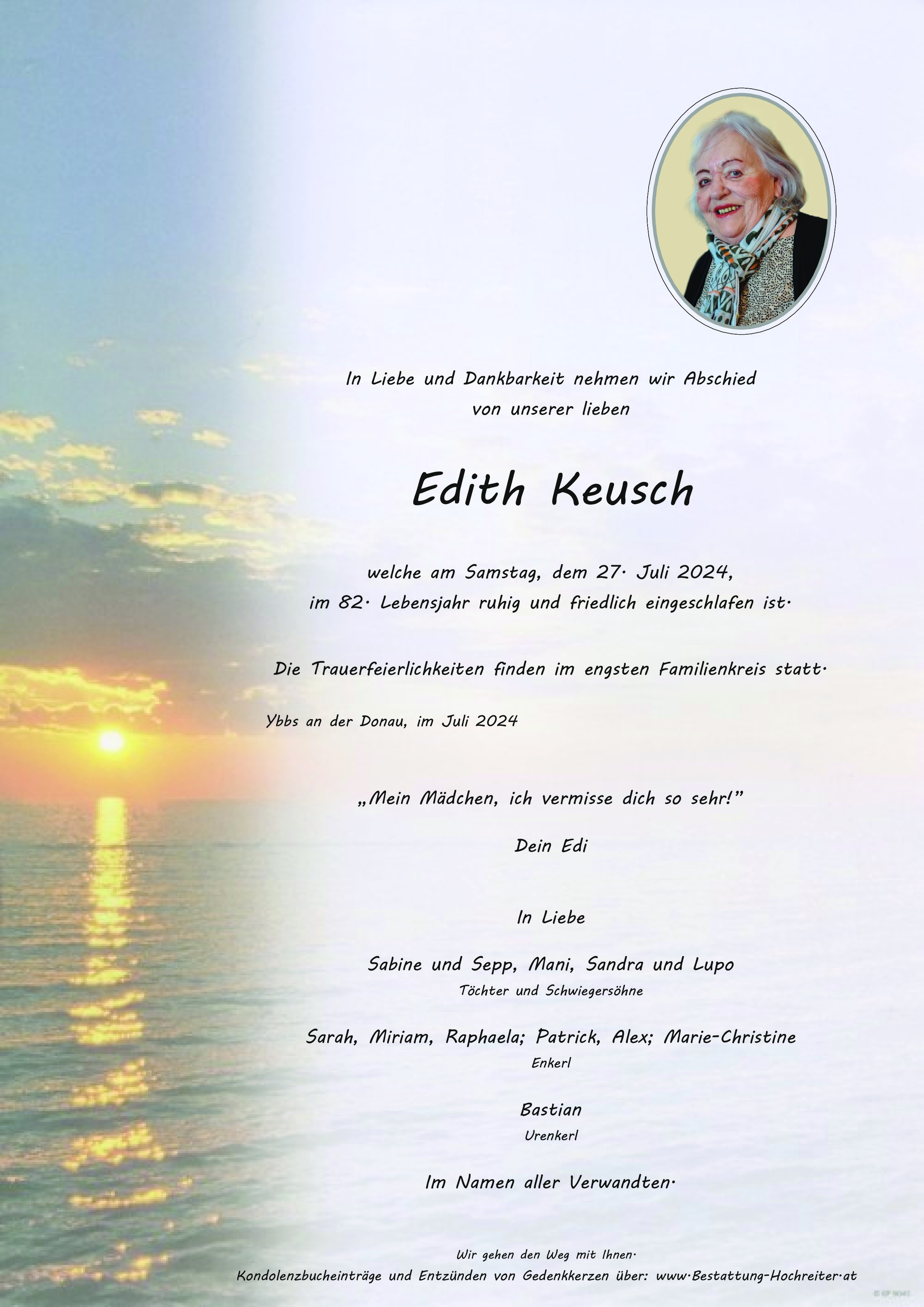Traueranzeige von Edith Keusch