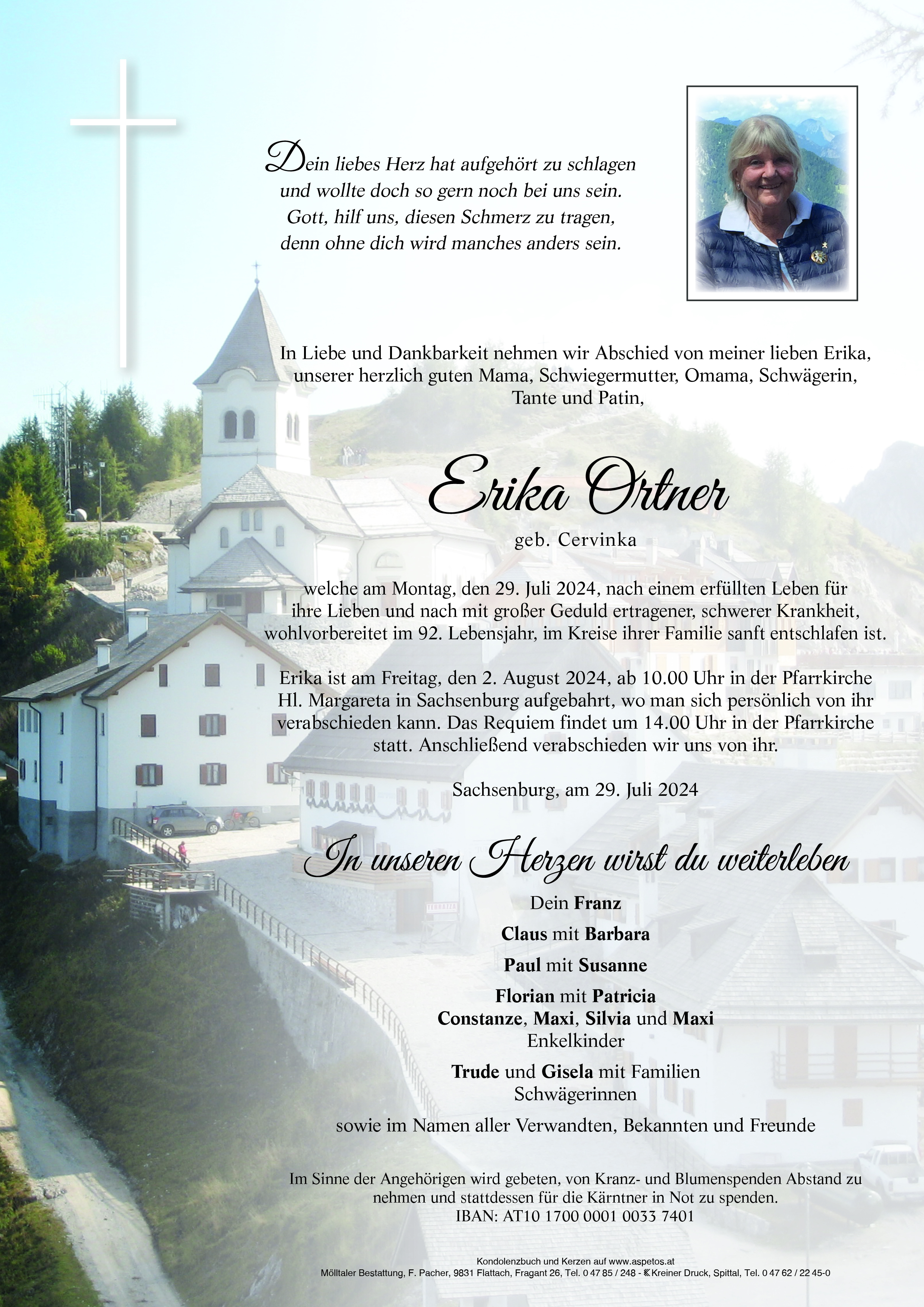 Traueranzeige von Erika Ortner