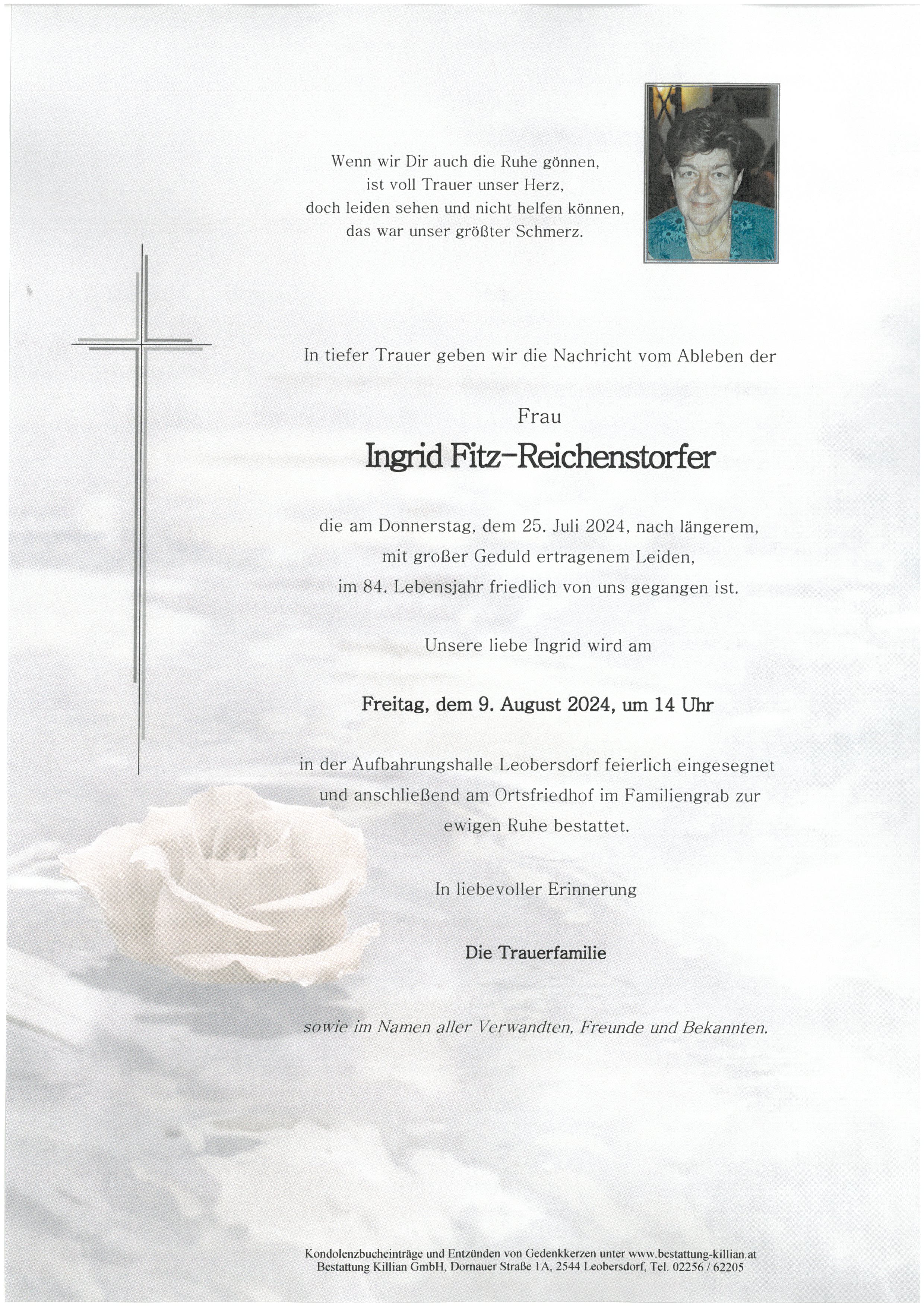 Traueranzeige von Ingrid Fitz-Reichenstorfer
