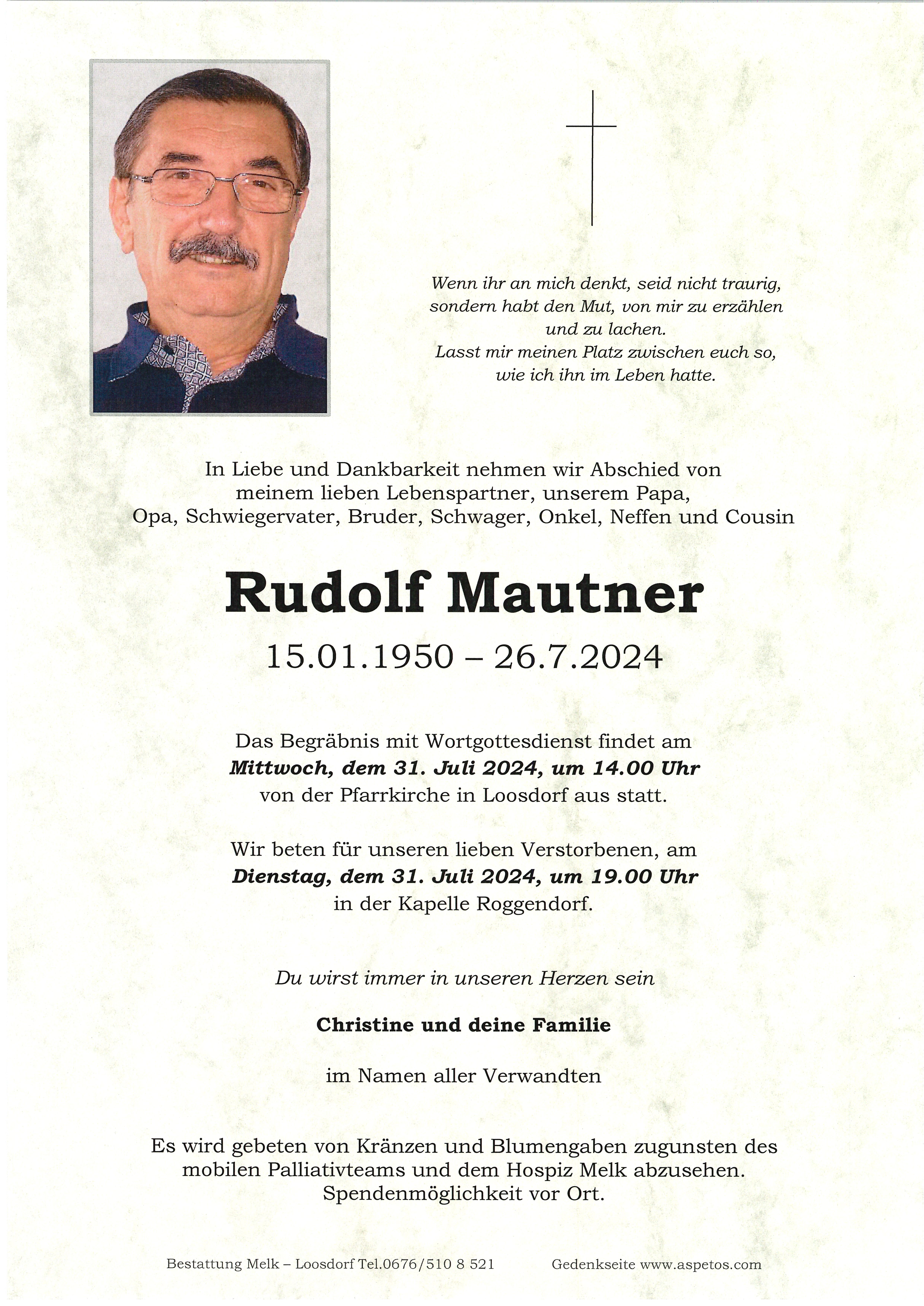 Traueranzeige von Rudolf Mautner