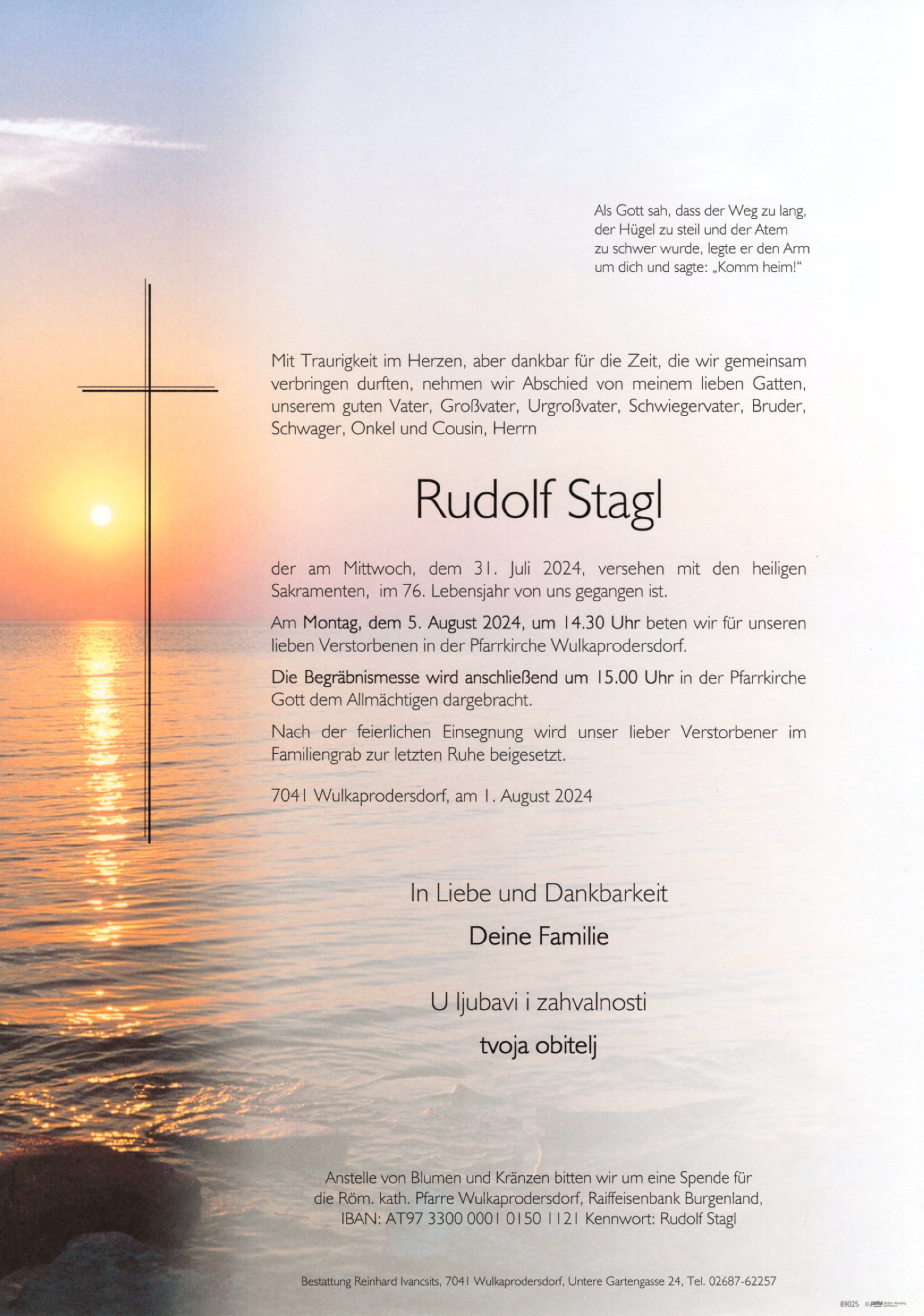 Traueranzeige von Rudolf Stagl
