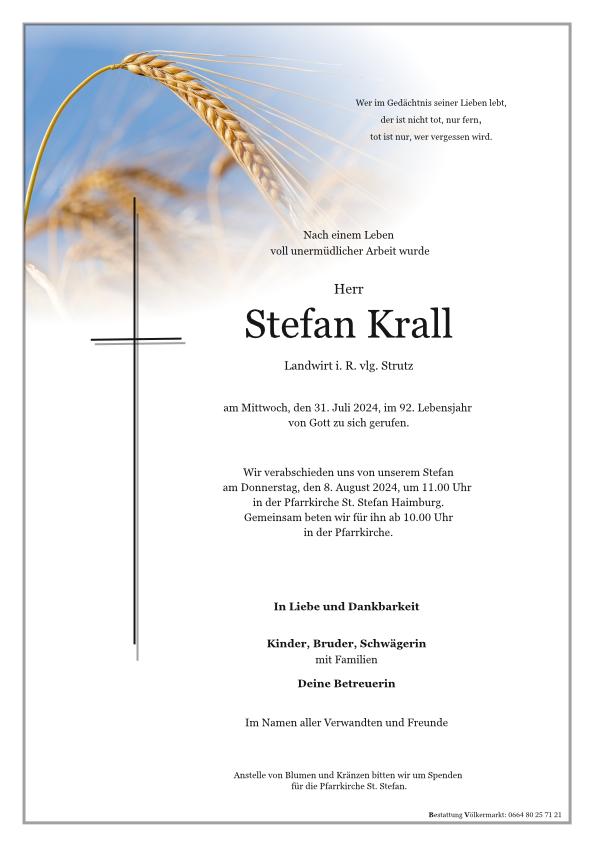 Traueranzeige von Stefan Krall vlg.Strutz