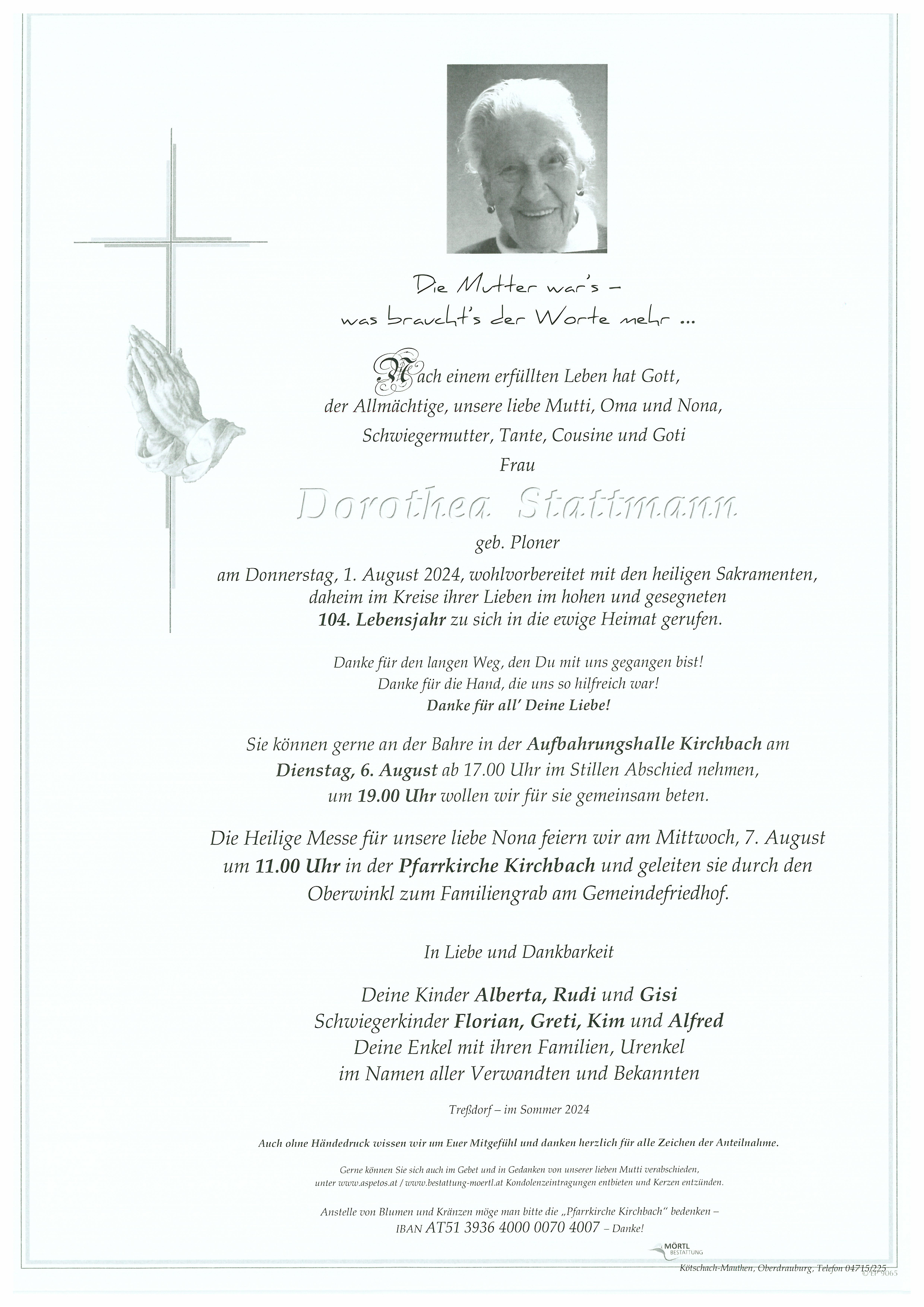 Traueranzeige von Dorothea Stattmann