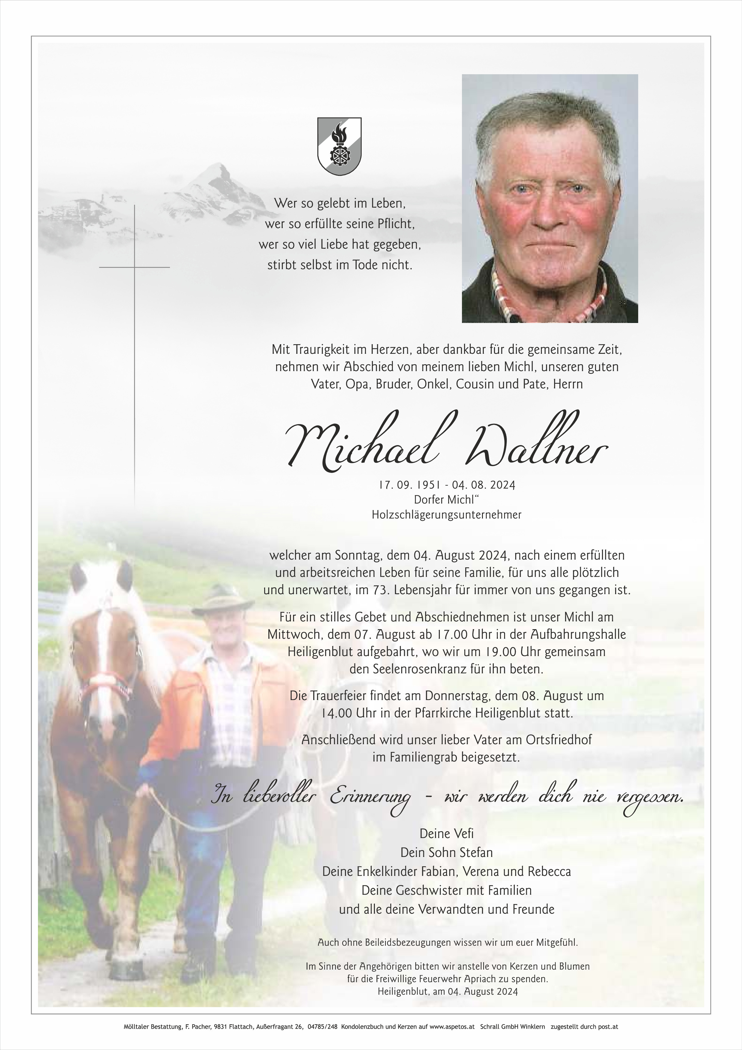 Traueranzeige von Michael Wallner