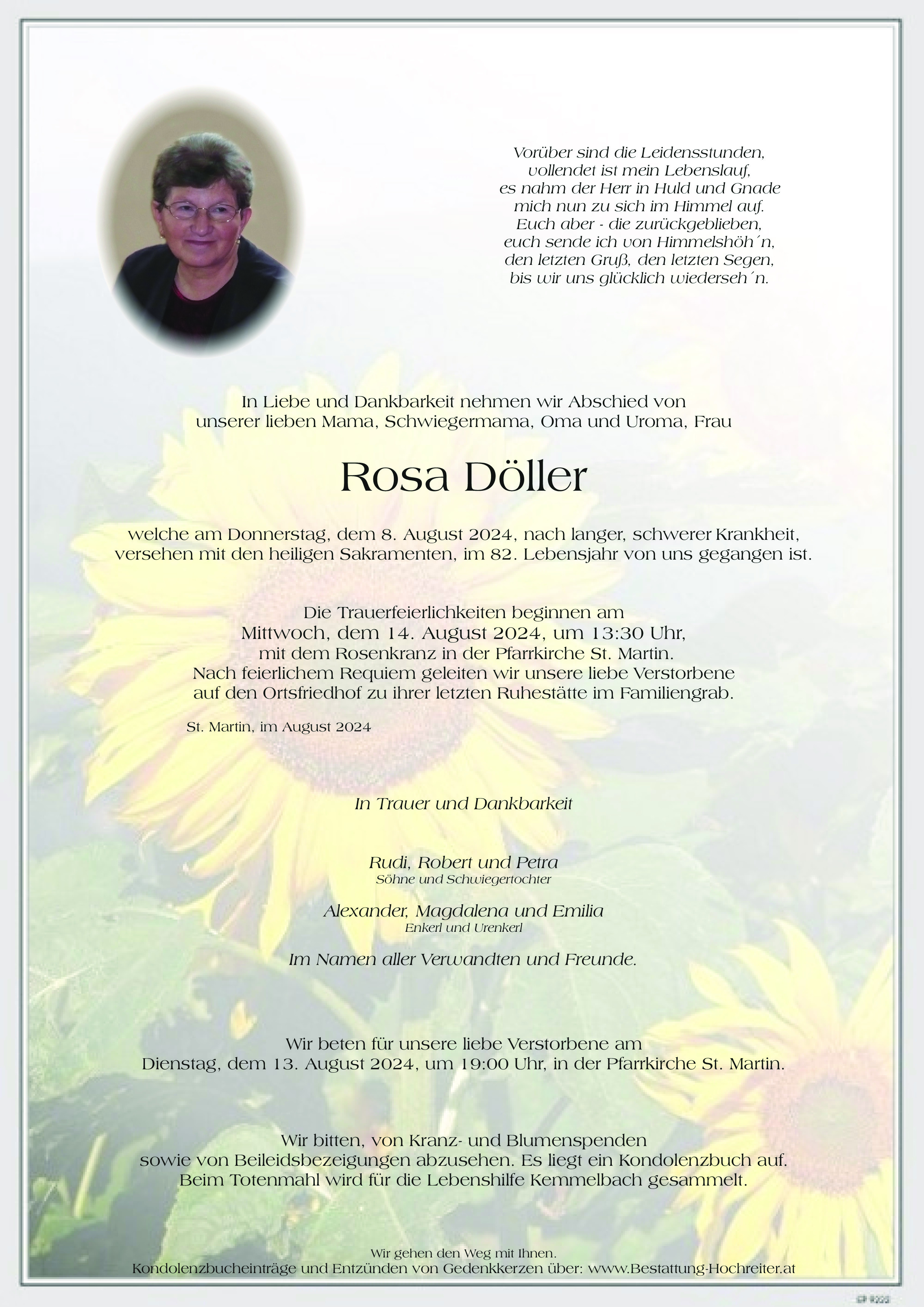 Traueranzeige von Rosa Döller