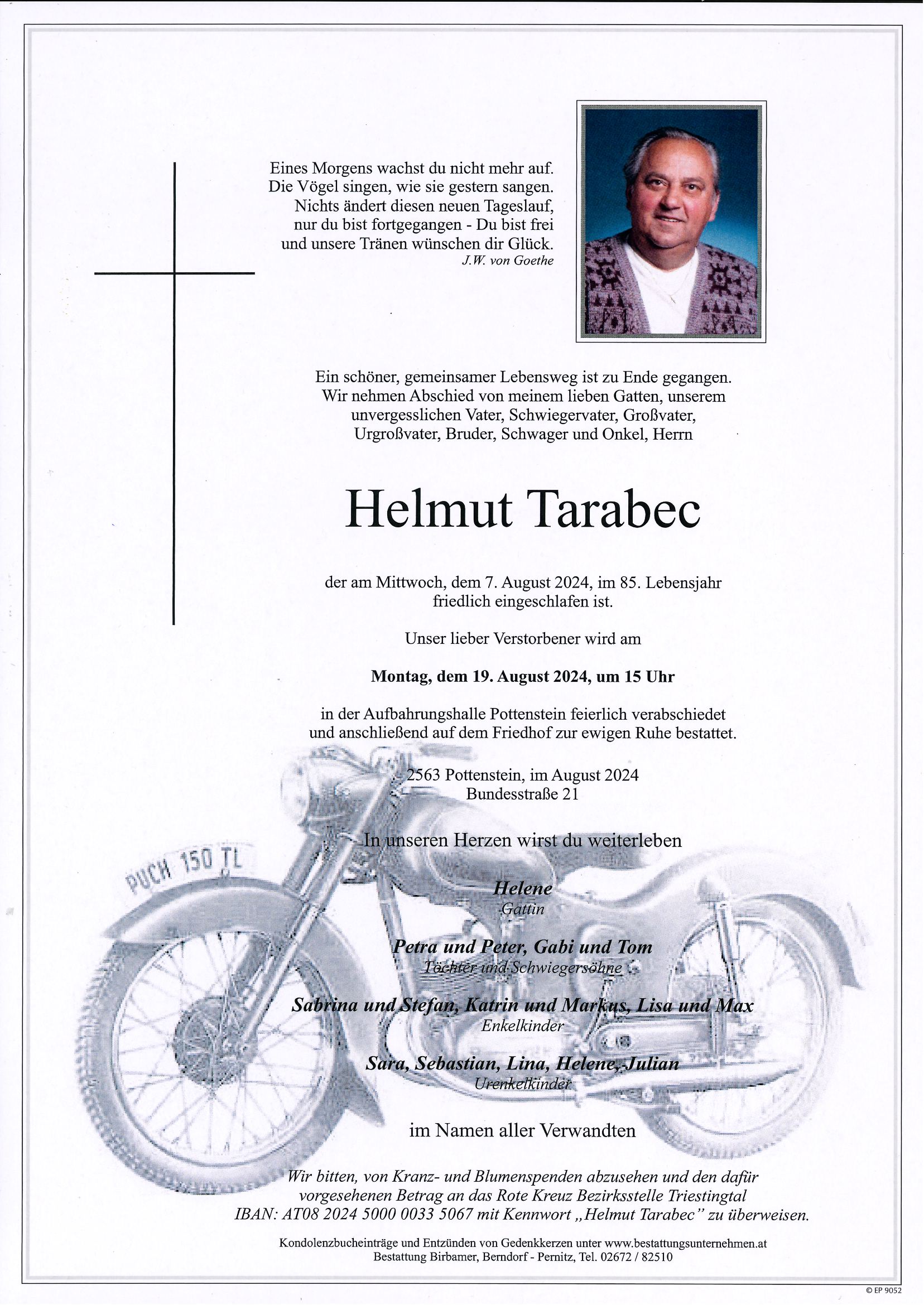 Traueranzeige von Helmut Tarabec