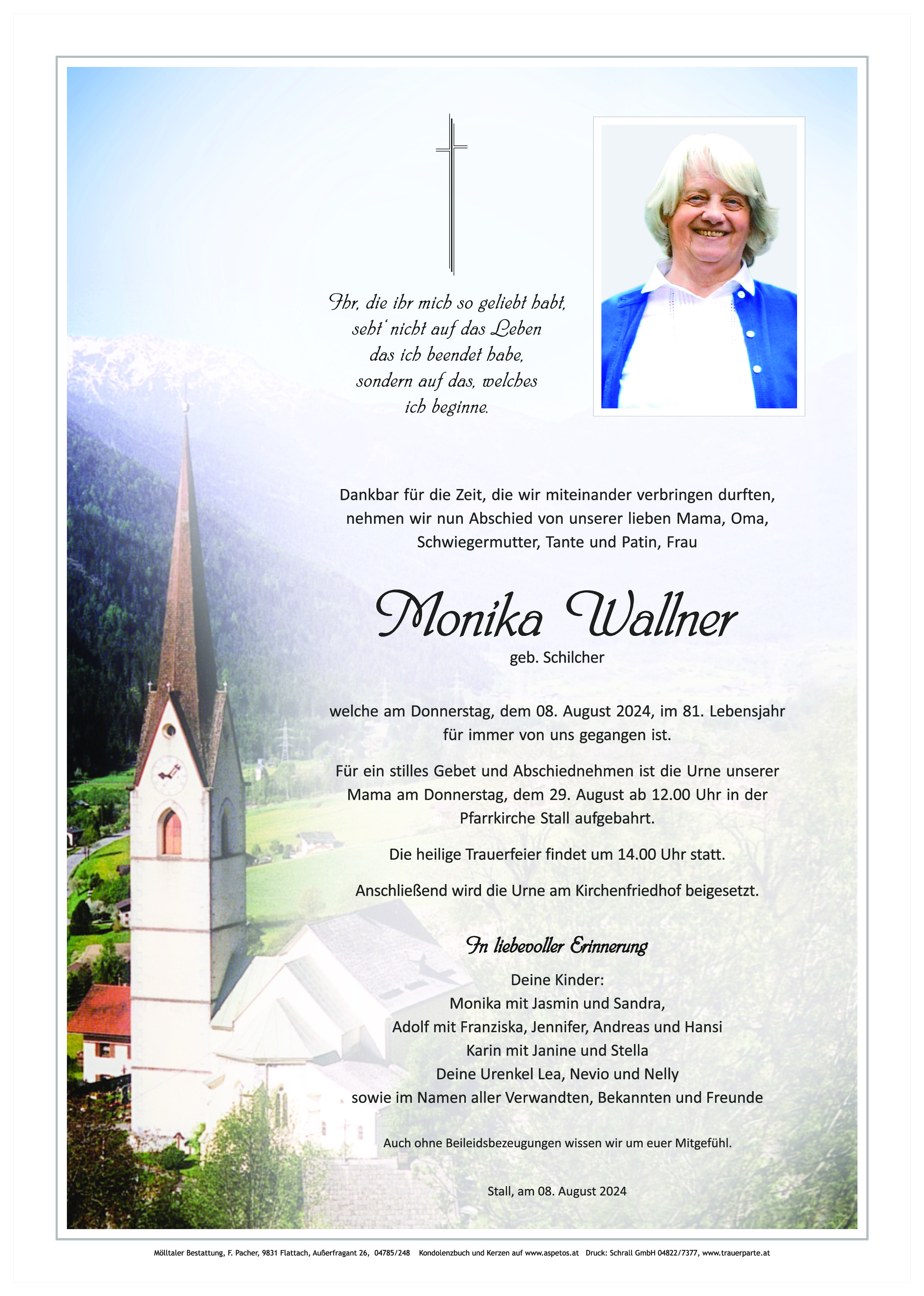 Traueranzeige von Monika Wallner