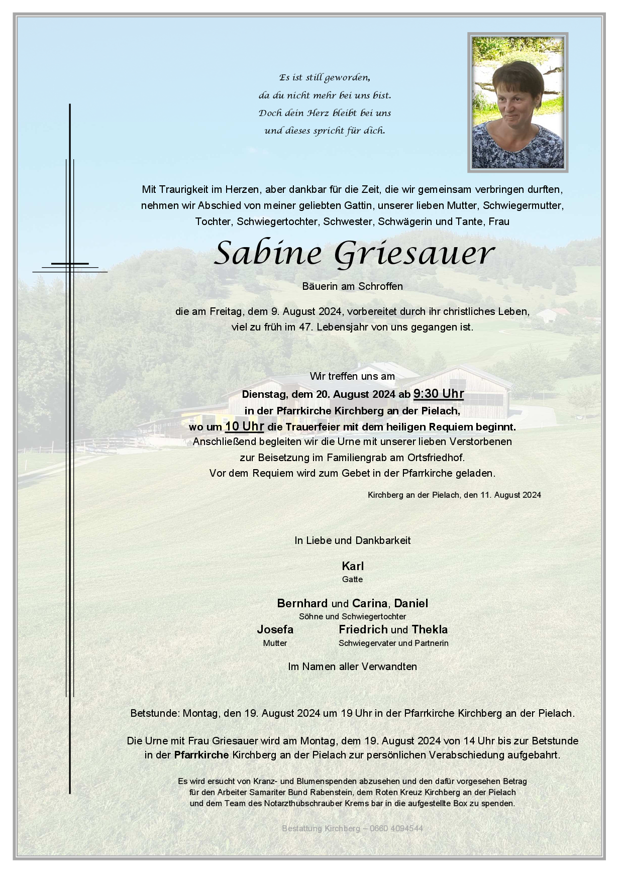 Traueranzeige von Sabine Griesauer