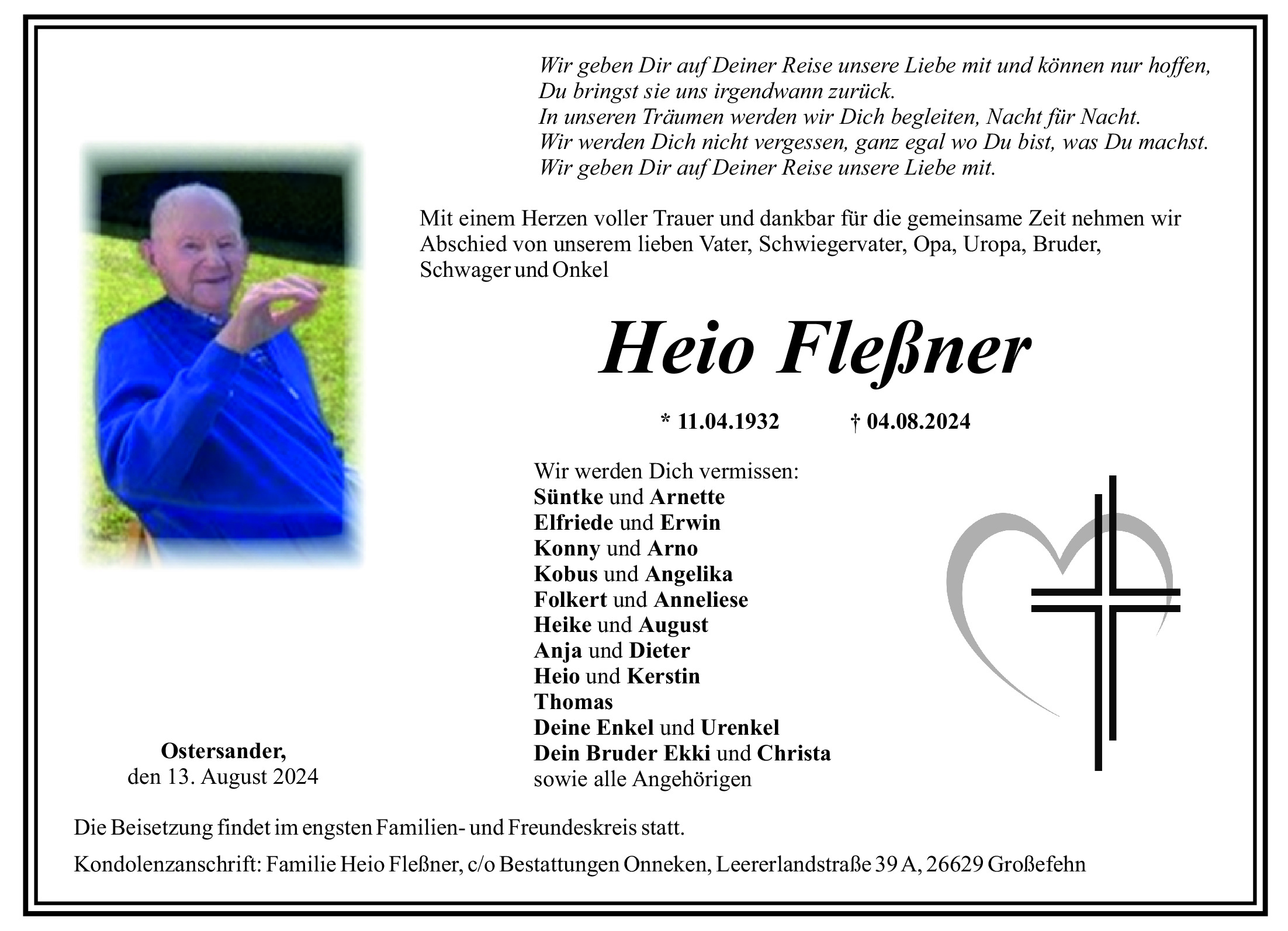 Traueranzeige von Heio Flessner
