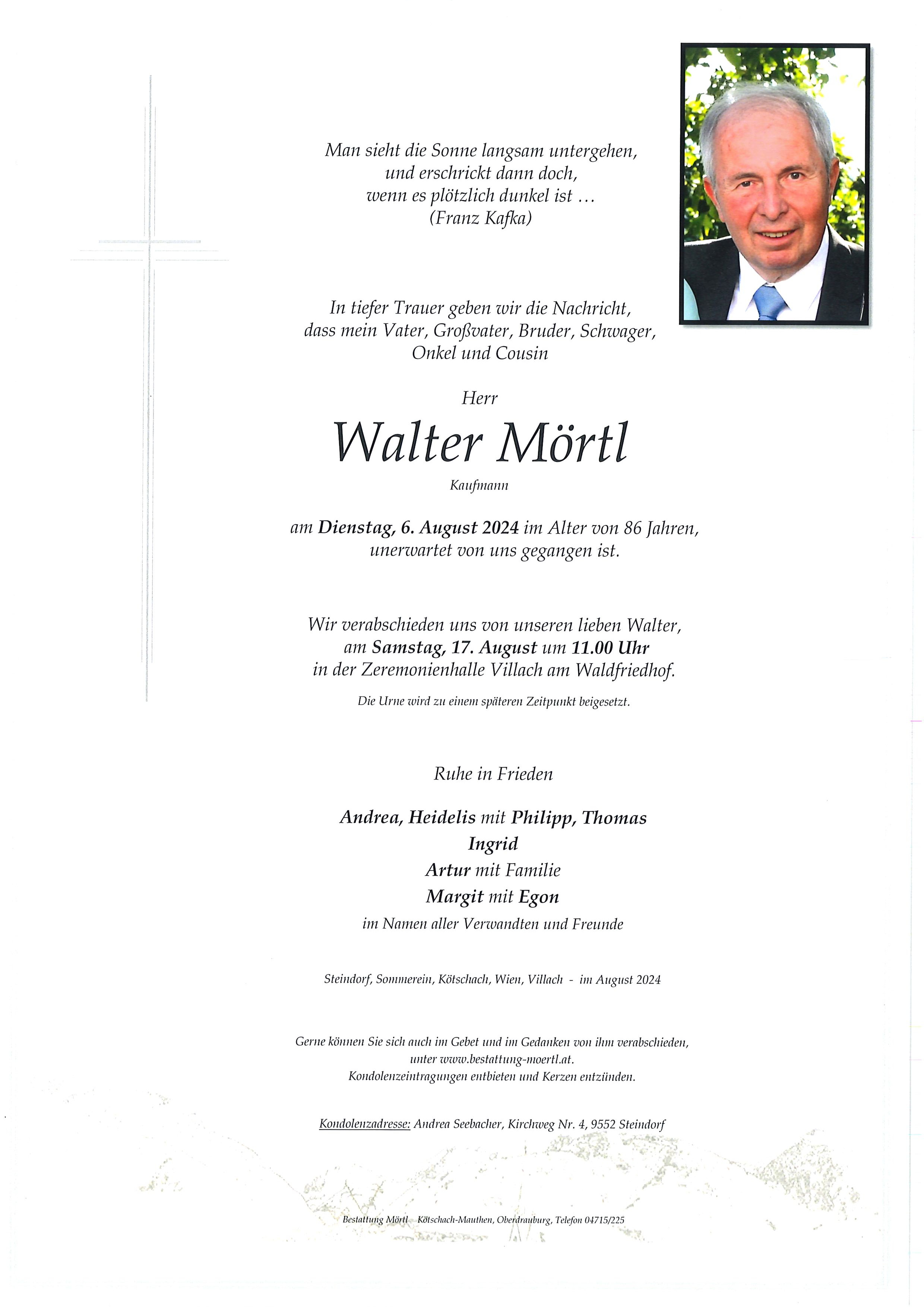 Traueranzeige von Walter Mörtl