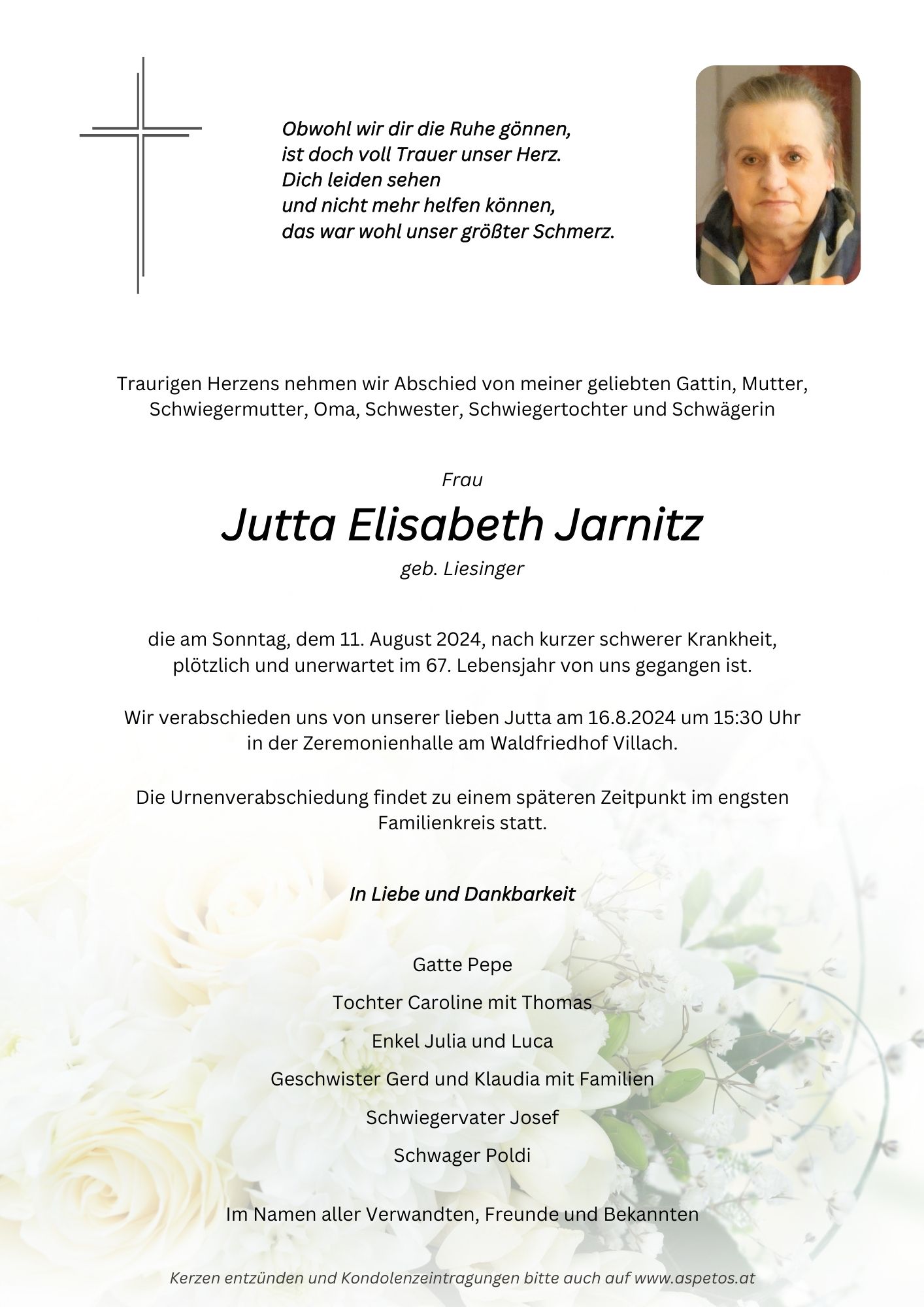 Traueranzeige von Jutta Elisabeth Jarnitz