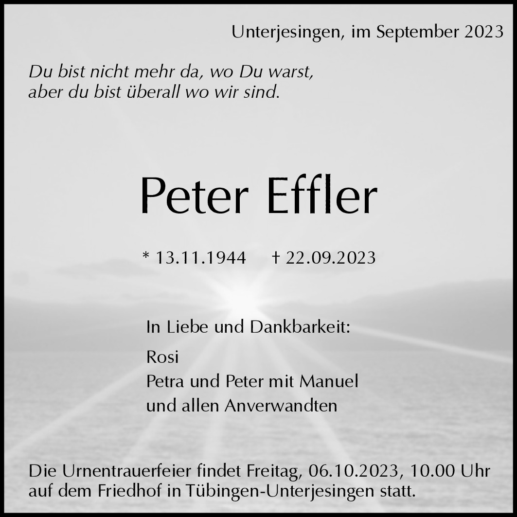 Traueranzeige von Peter Effler