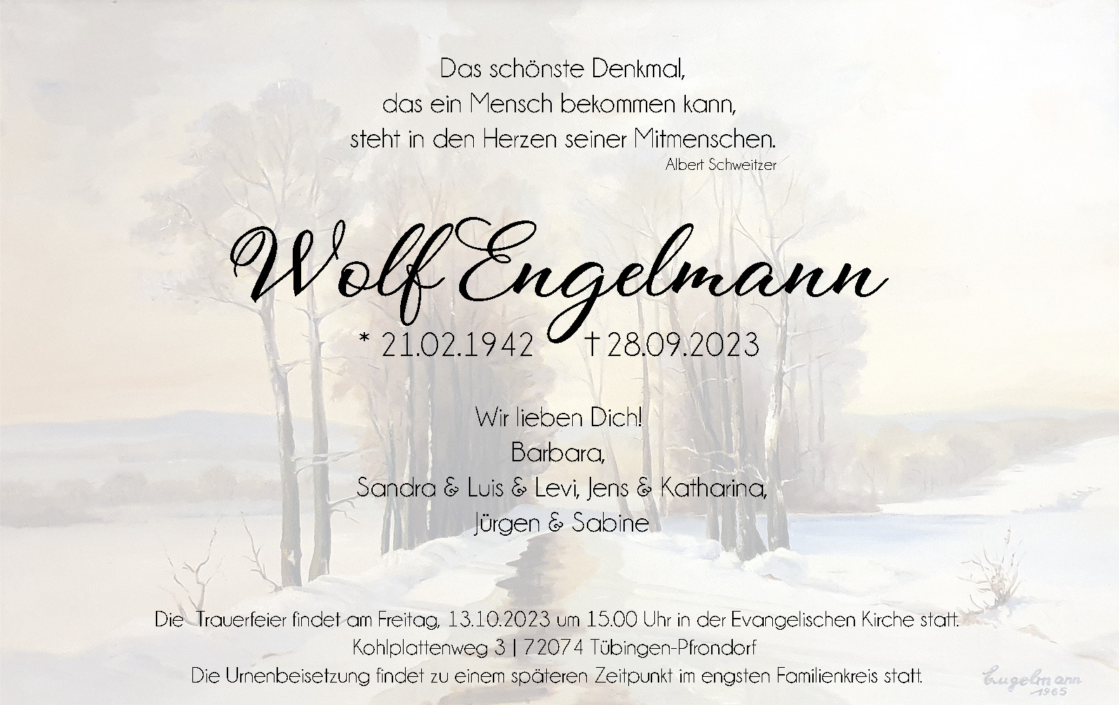 Traueranzeige von Wolf Engelmann
