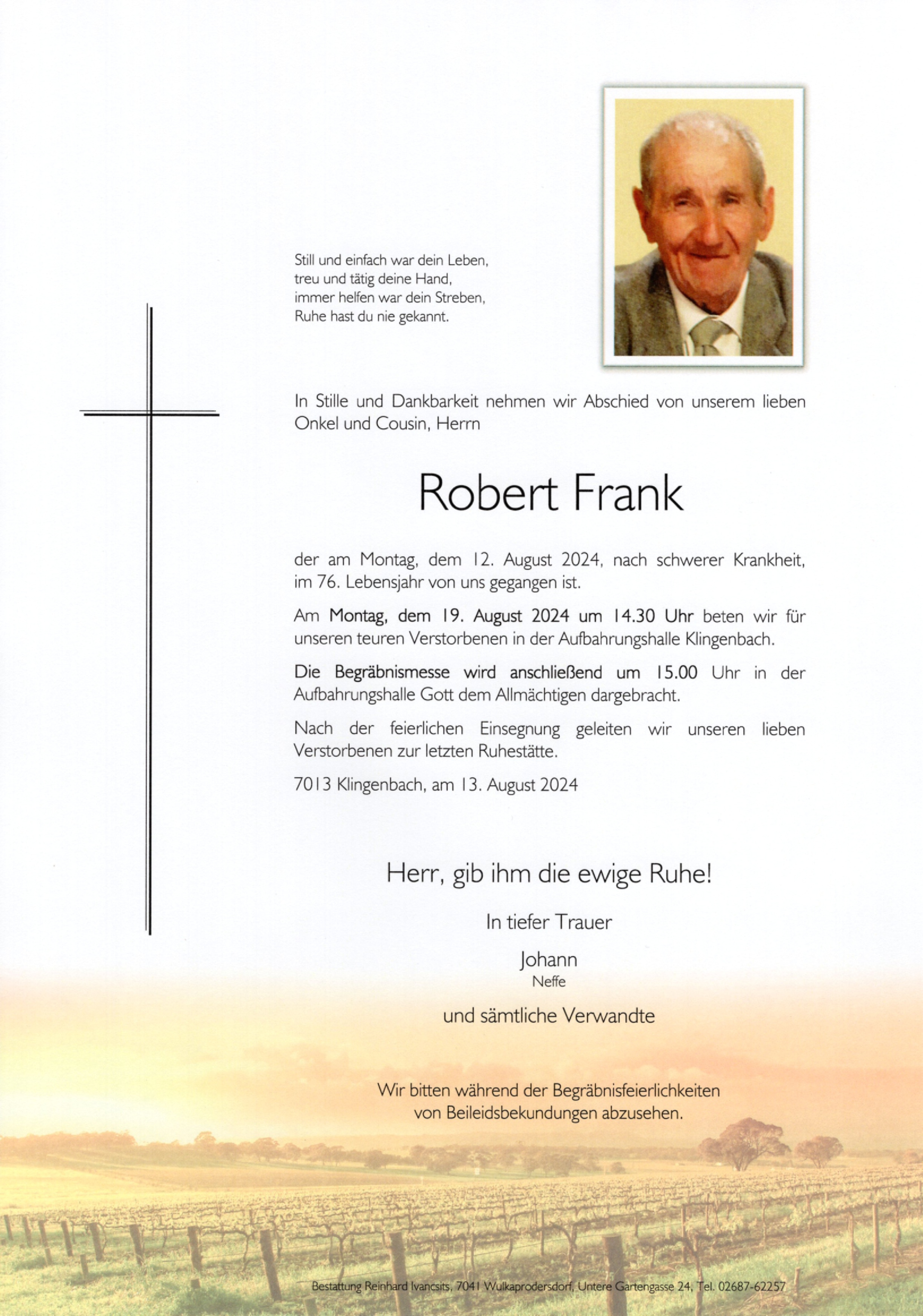 Traueranzeige von Robert Frank