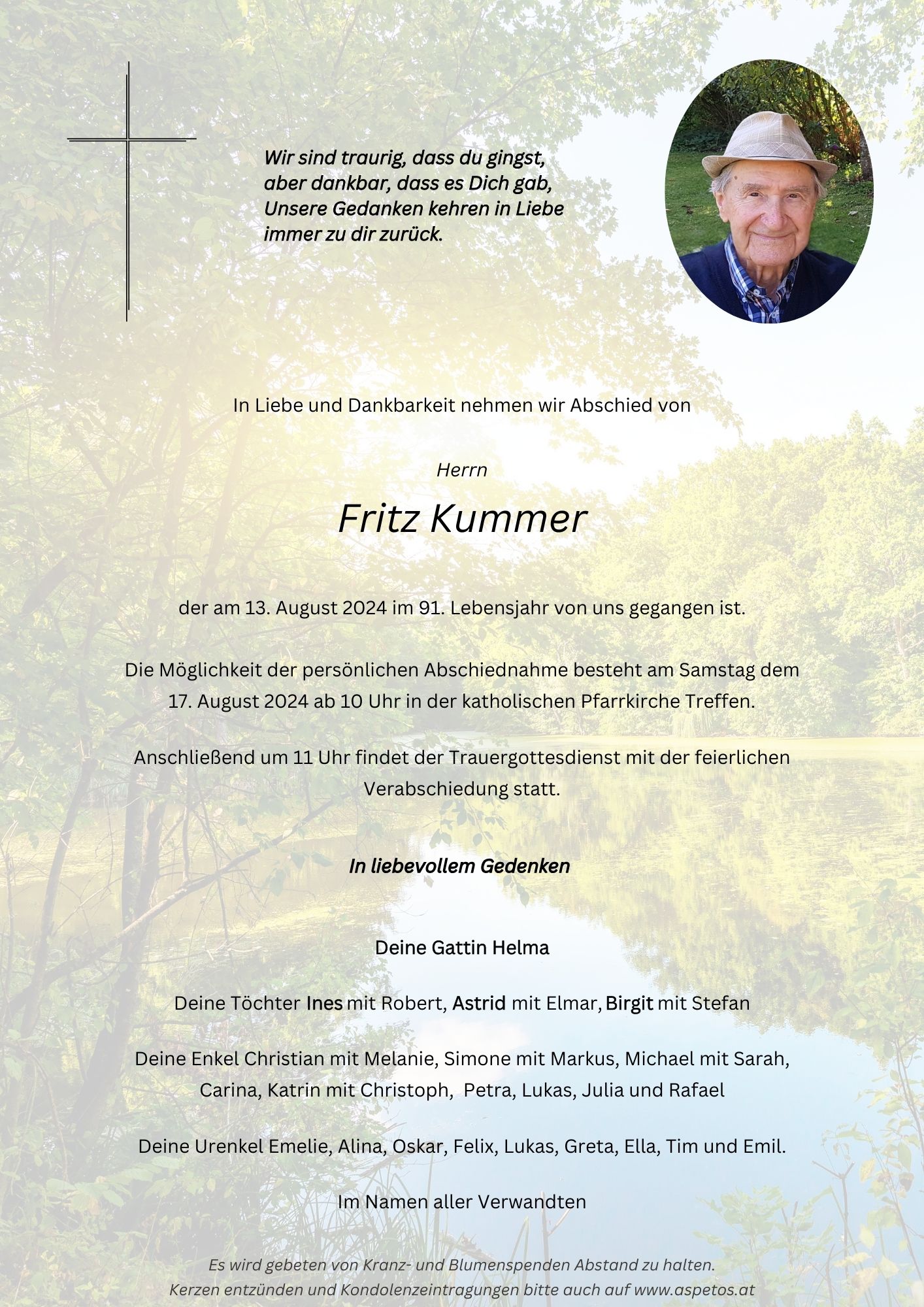Traueranzeige von Kummer Friedrich