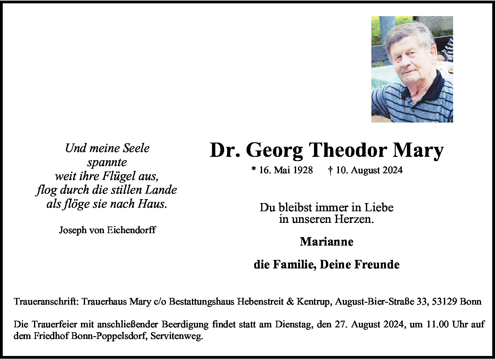 Traueranzeige von Dr. Georg Theodor Mary