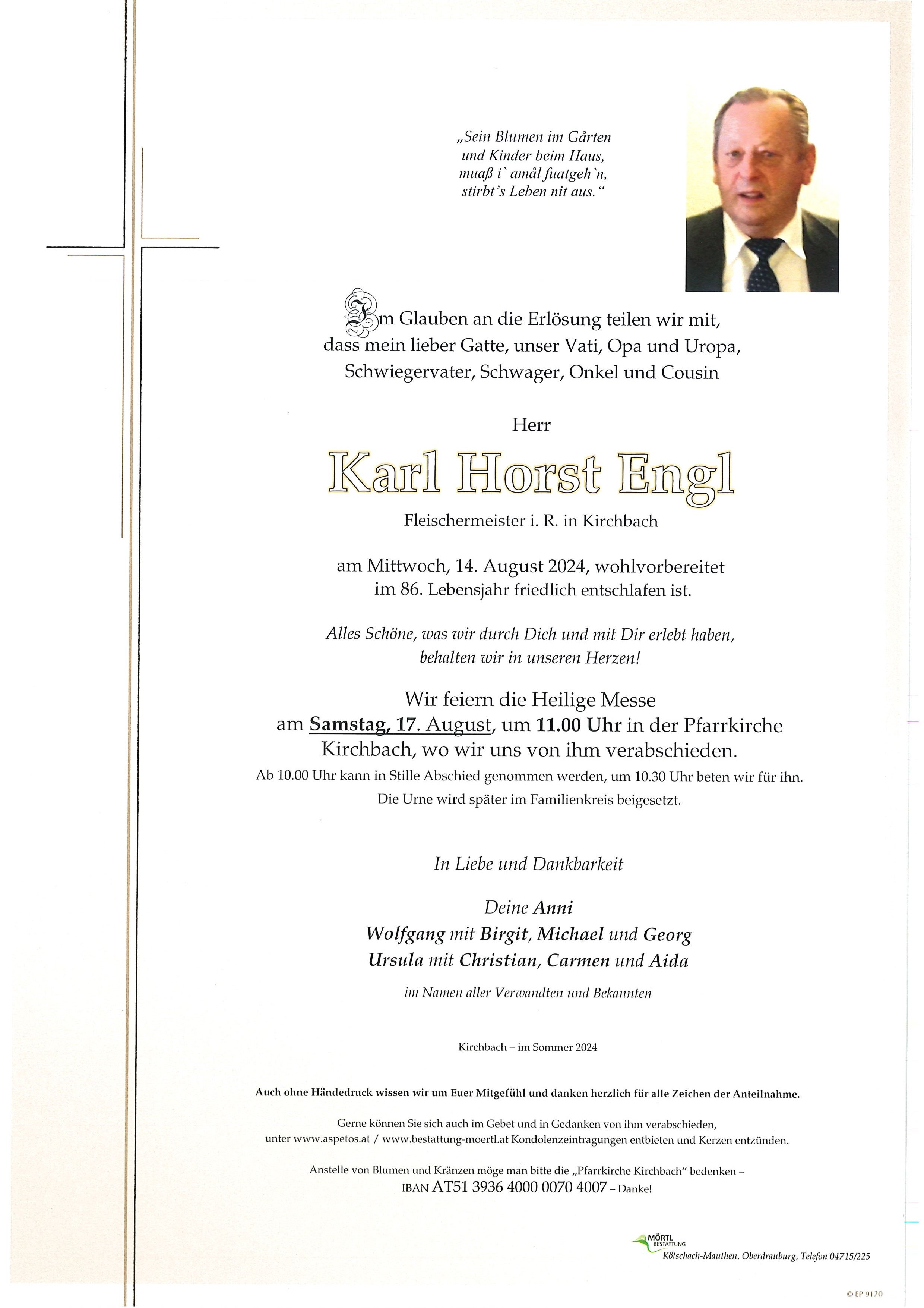 Traueranzeige von Karl Horst Engl