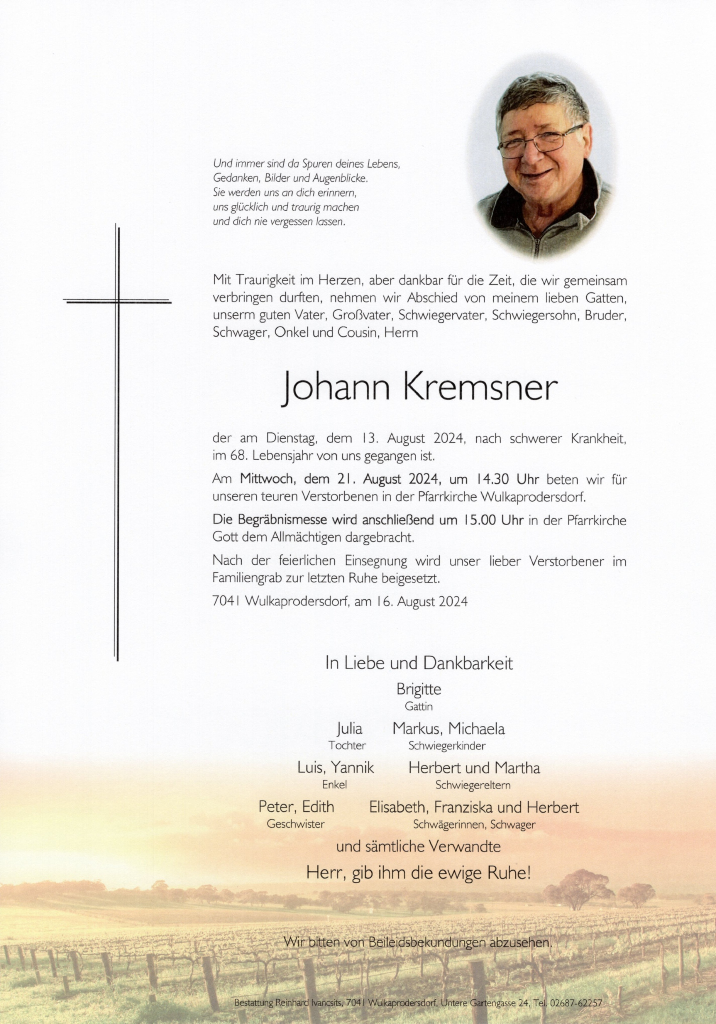 Traueranzeige von Johann Kremsner