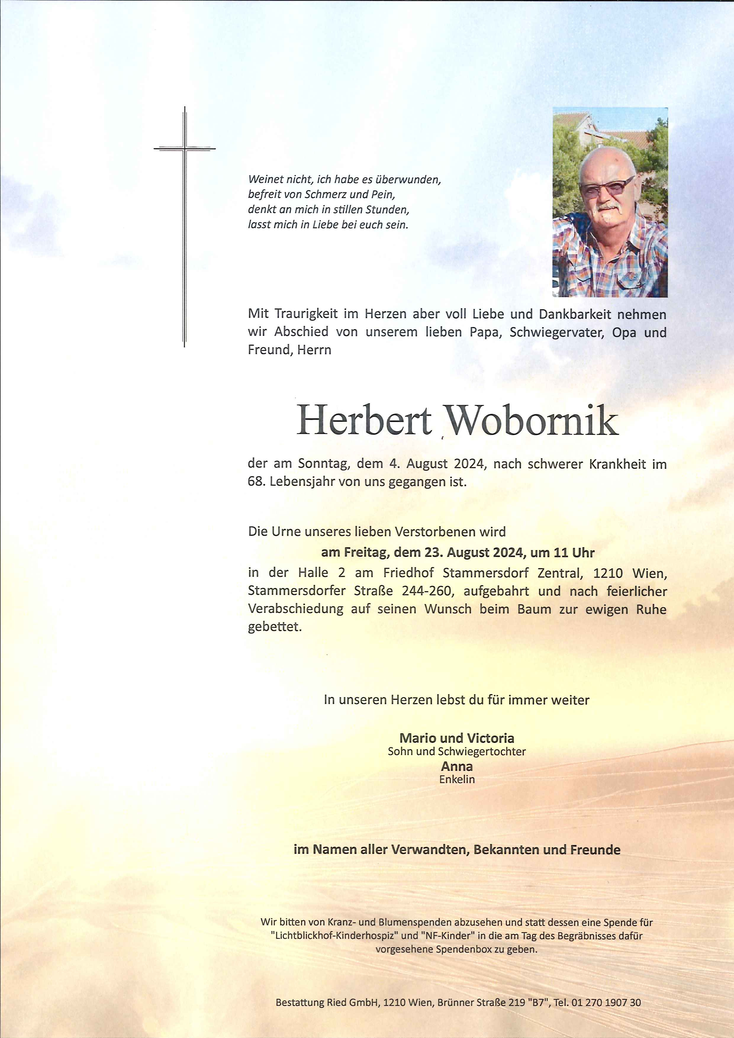Traueranzeige von Herbert Wobornik