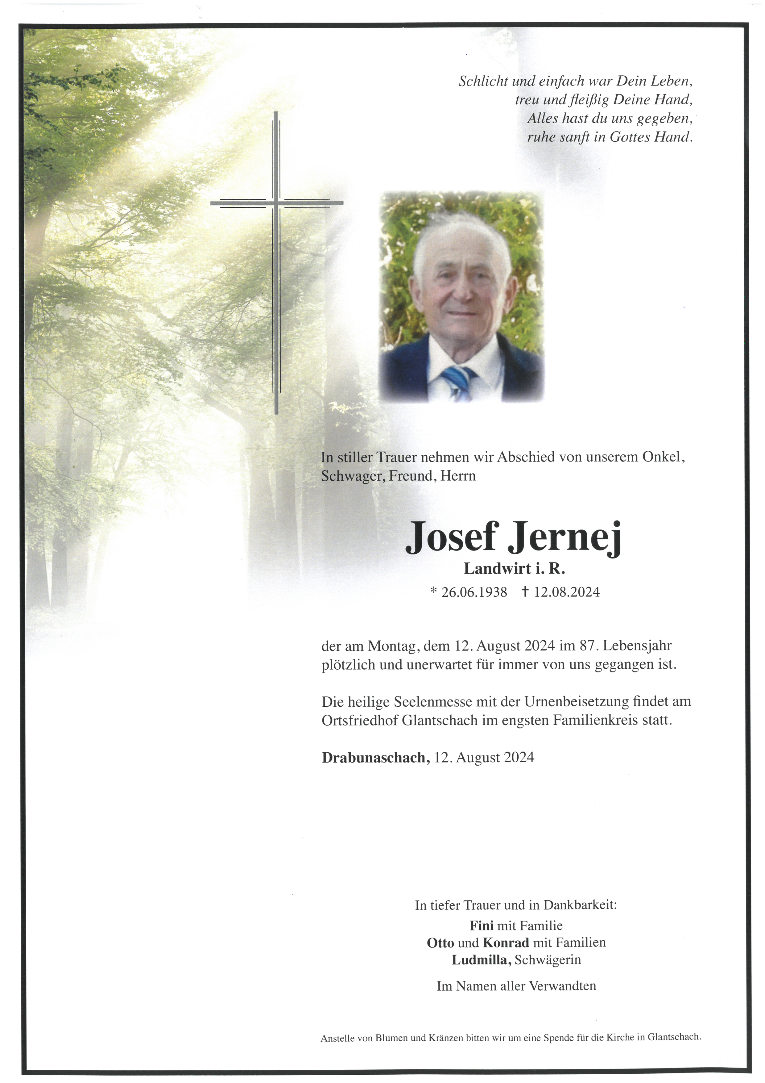 Traueranzeige von Josef Jernej